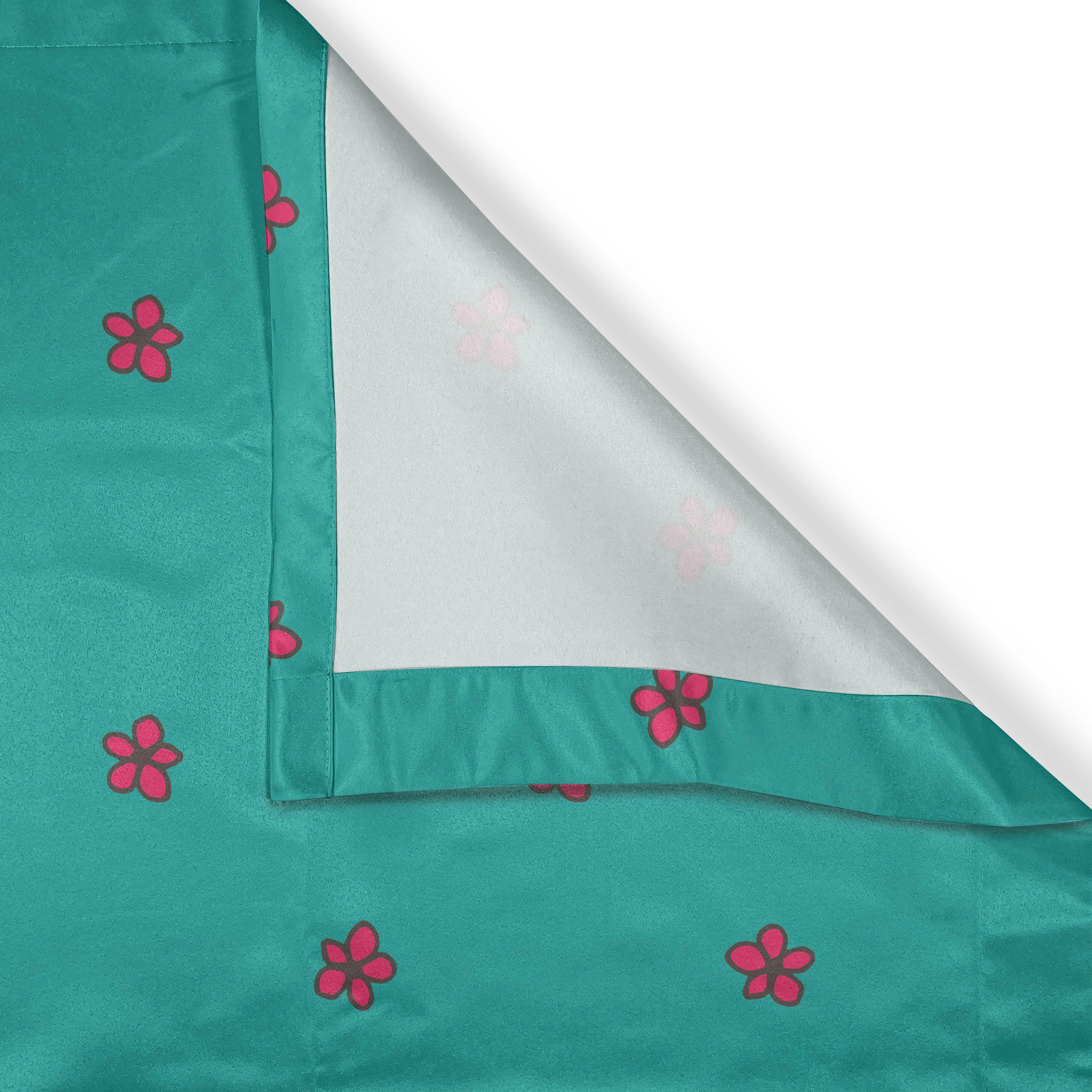 Gardine Dekorative Teal Rosa-wilde Blumen 2-Panel-Fenstervorhänge Schlafzimmer Abakuhaus, Natur für Wohnzimmer