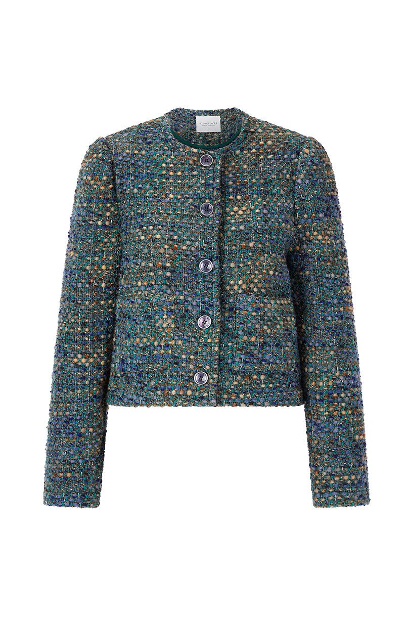 RICHROYAL Bouclèjacke Regular fit mit Rundhalsausschnitt