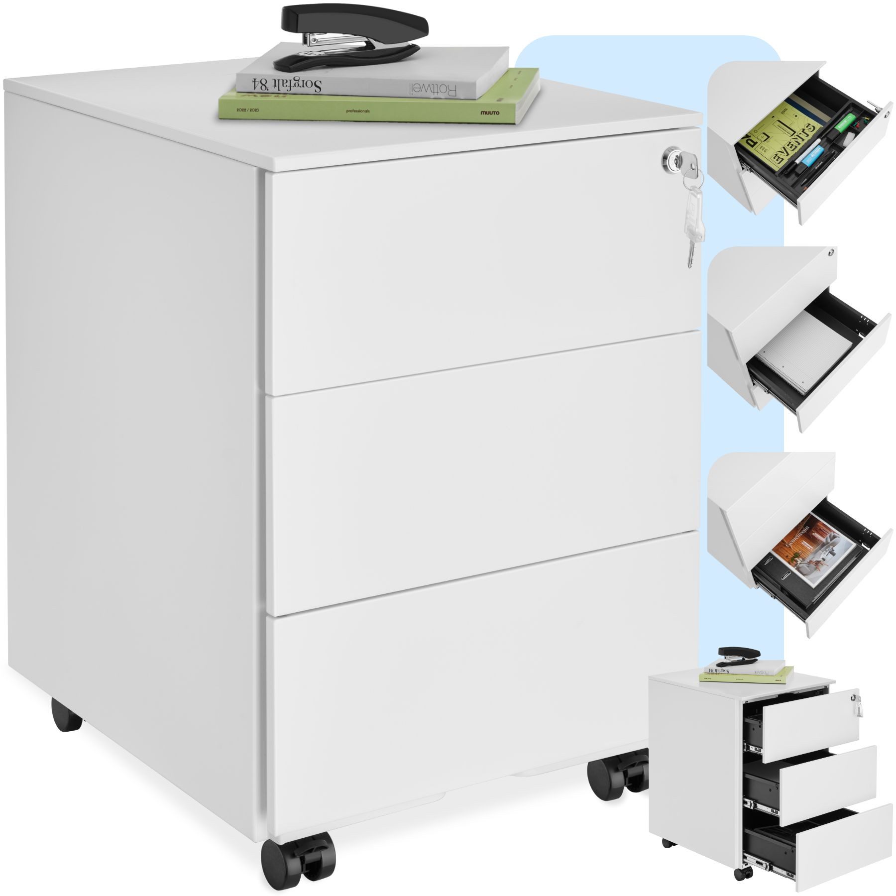 tectake Rollcontainer Aktenrollschrank, aus pulverbeschichtetem Stahl günstig online kaufen