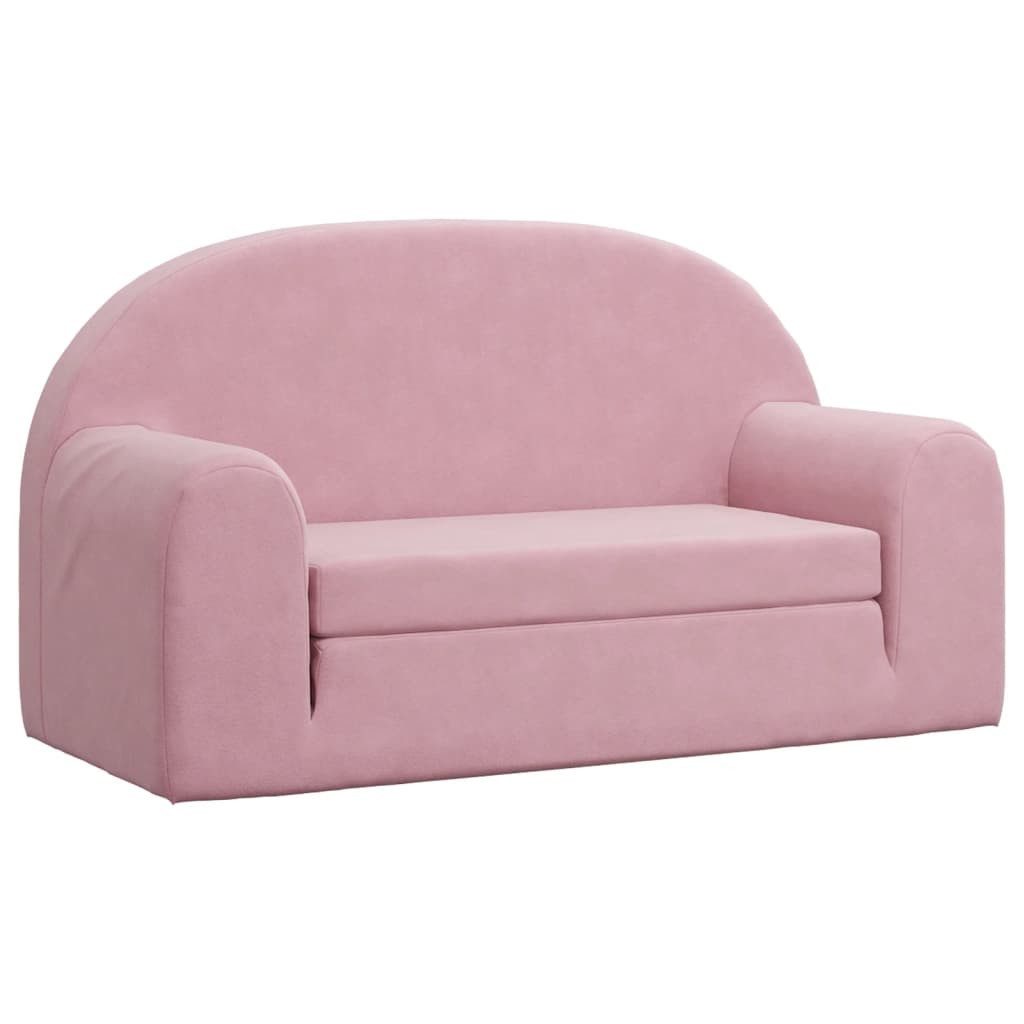 vidaXL Kindersofa, Kinder Schlafsofa 2-Sitzer Rosa Weicher Plüsch