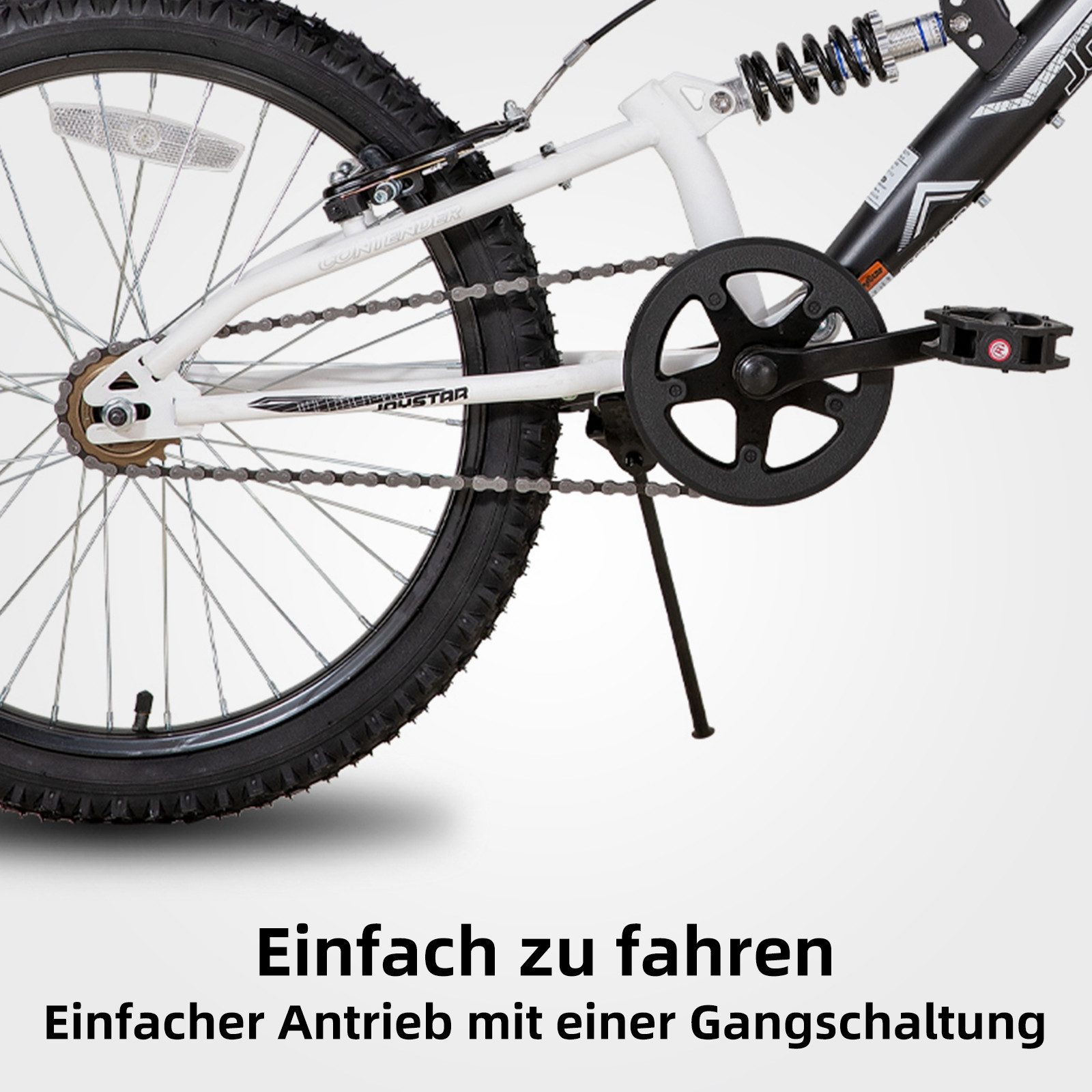 JOYSTAR Kinderfahrrad 20 Zoll bike für Jungen und Mädchen ab 7-12 Jahren Student Pendler, 1 Gang, mit vollgefedertem Stahlrahmen und 1-Gang-Antrieb mit Ständer