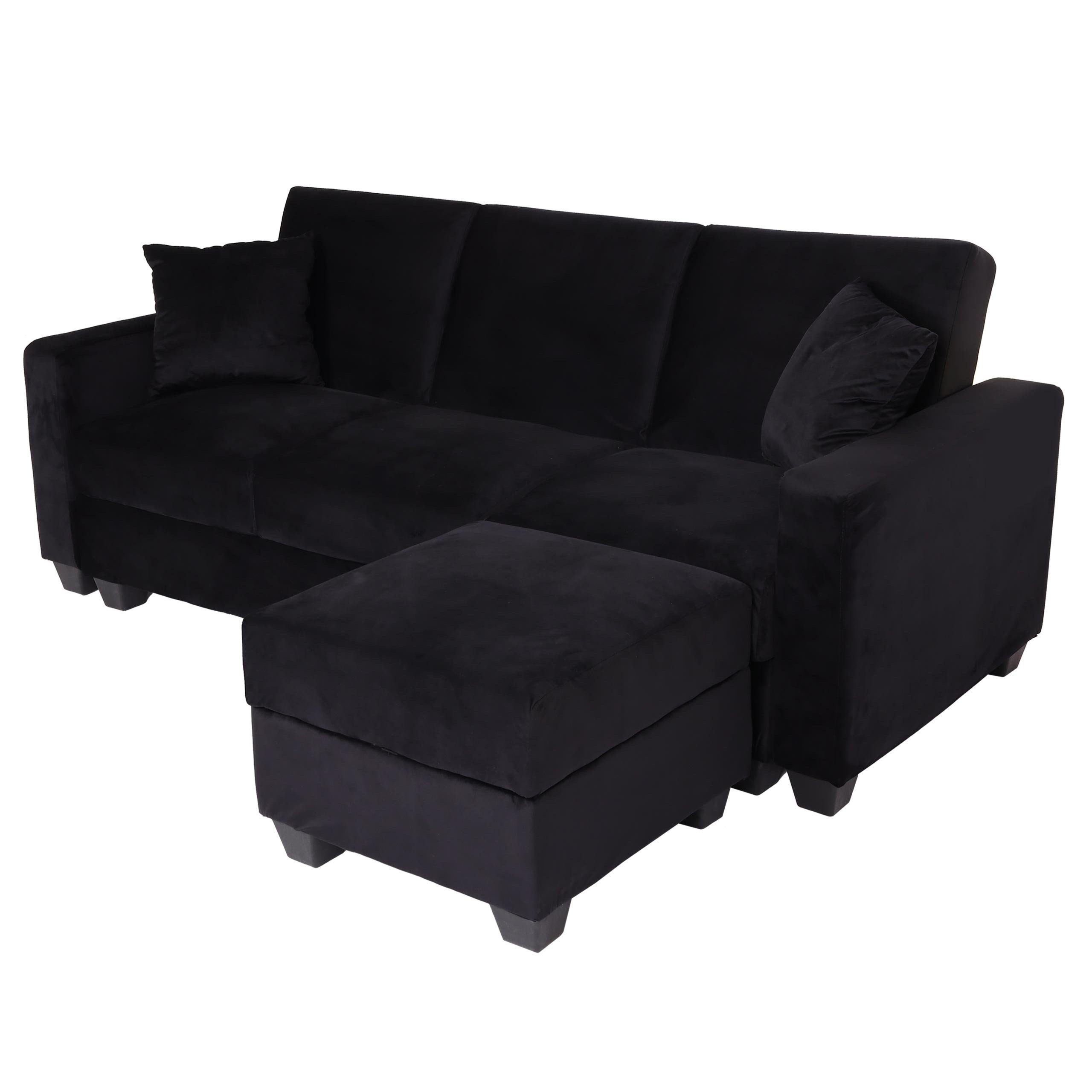MCW Schlafsofa MCW-H47, Mit Staufächern, Inkl. zwei Kissen, mit Ottomane