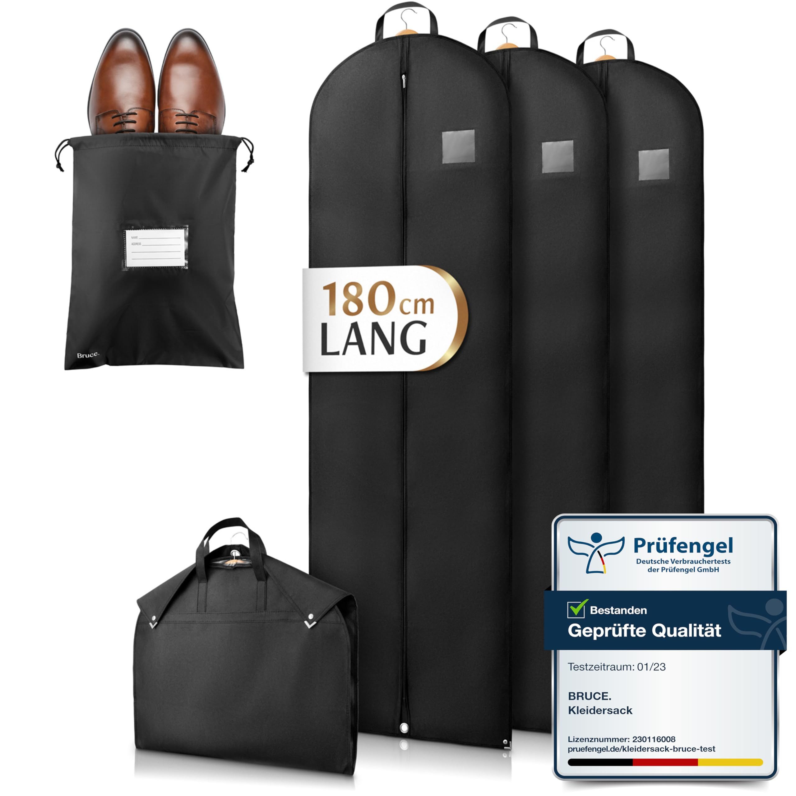 Bruce Kleidersack Optimierte Materialstärke von 120 GSM (Hochwertige Kleiderhülle für Anzug und Kleid) Atmungsaktive Anzugtasche für Reisen