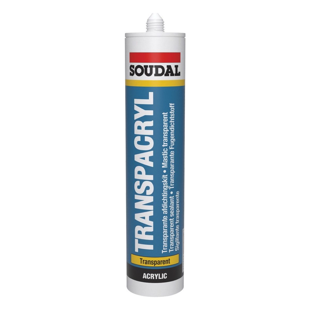 SOUDAL Maleracryl Transpacryl Acryl Dichtstoff 310 ml Transparent, Gebrauchsfertig, Transparenter Acryl-Dichtstoff für Fugen & Risse