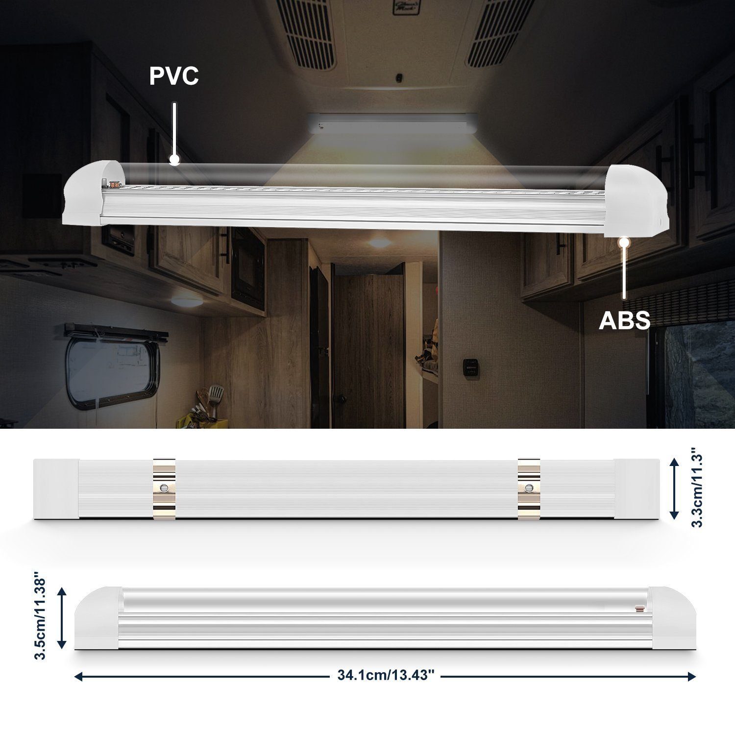 LETGOSPT LED-Streifen Leuchtet, LKW Auto 12V mit EIN/AUS für Schalter 108LED Stück Wohnmobile Innenbeleuchtung 2 LED Innenlichtleiste Küche Weiß Van