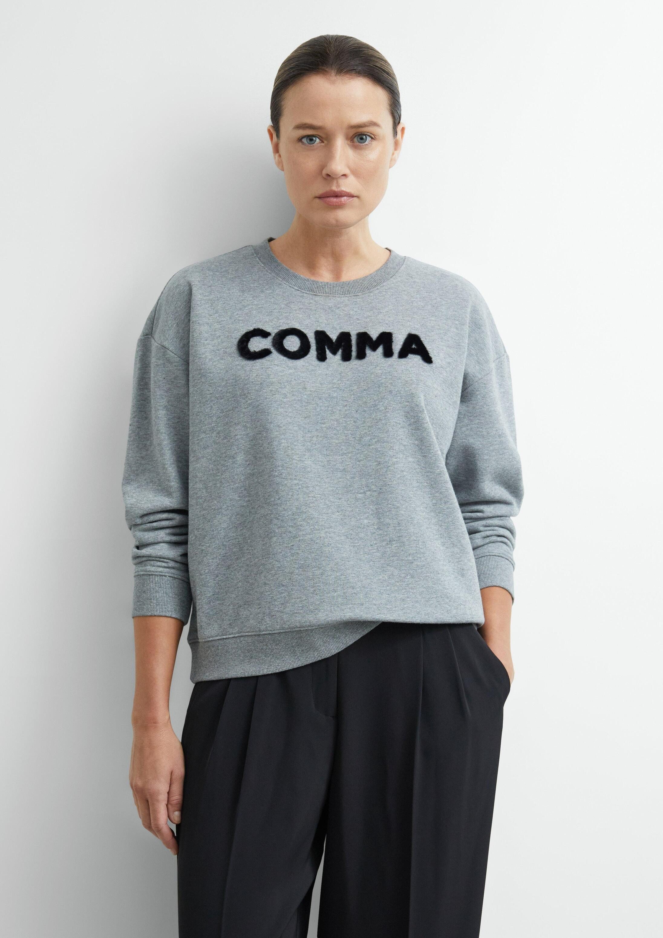 comma Sweatshirt Sweatshirt Relaxed Fit Sweatshirt mit Logo und Rippbündchen