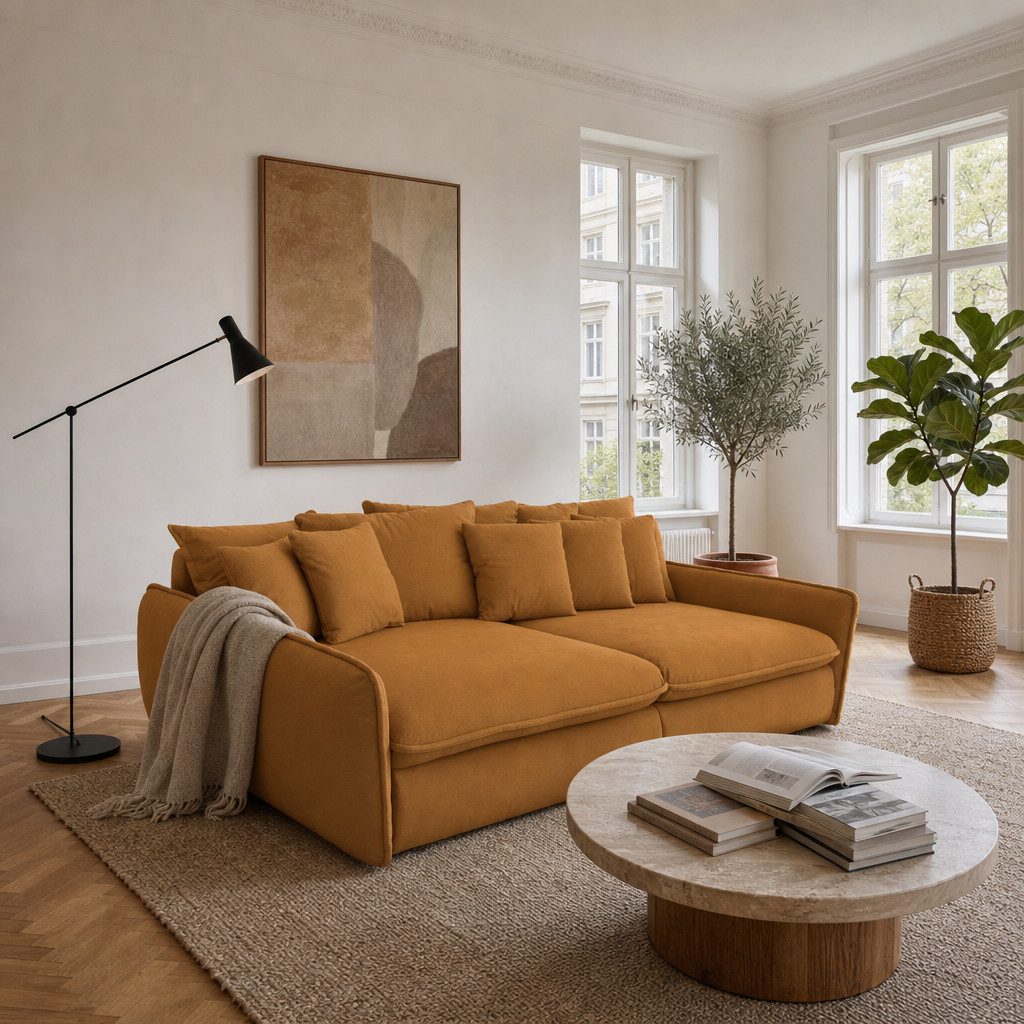foamnova Big-Sofa Hereford, 234 cm Breite, 97 cm Sitztiefe, XXL-Sofa, inkl. 6 Zierkissen, Kaltschaum-Polsterung, Lounge-Sofa
