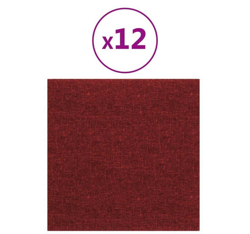 Thumbnail - vidaXL Wandpaneel Wandpaneele 12 Stk. Weinrot 30x30 cm Stoff 1,08 m², (12-tlg)