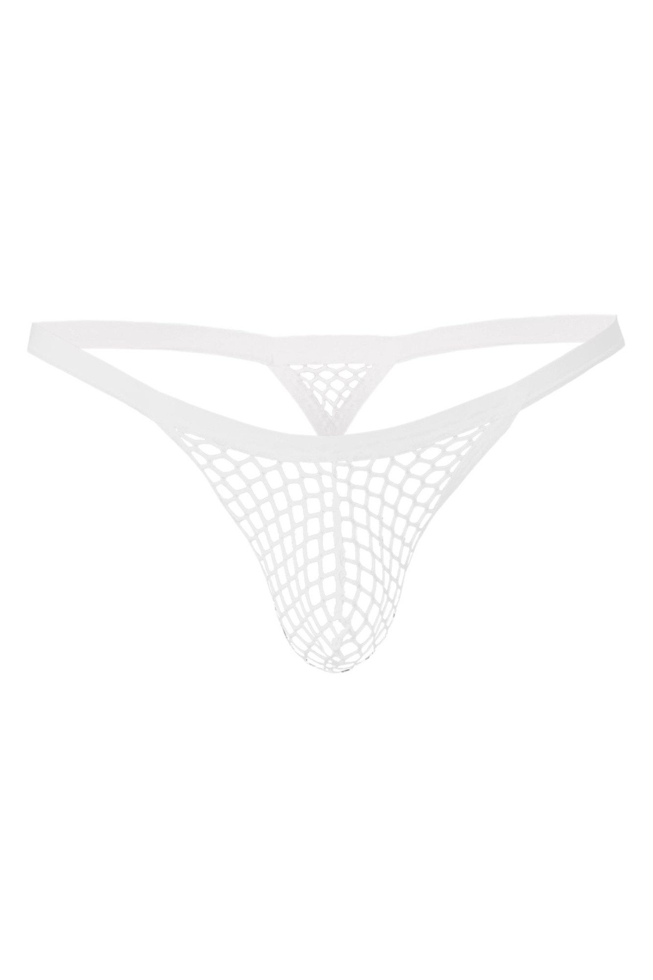 CUT4MEN String Weißer Männer String Shorts aus dehnbarern weißen Netz offen transpare