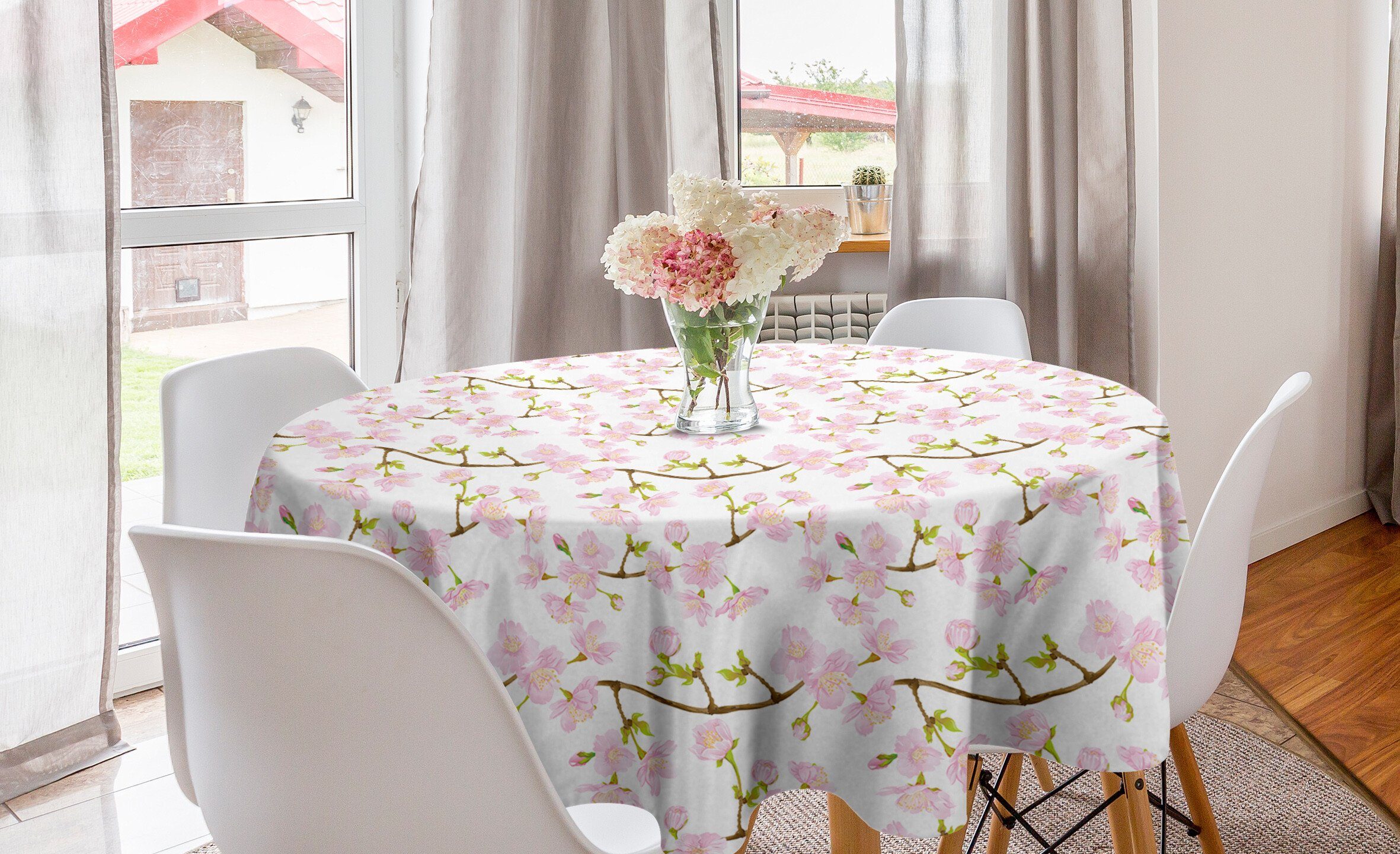 Abakuhaus Tischdecke Kreis für Blüten Tischdecke Pflanze Dekoration, Esszimmer japanische Aquarell Abdeckung Küche
