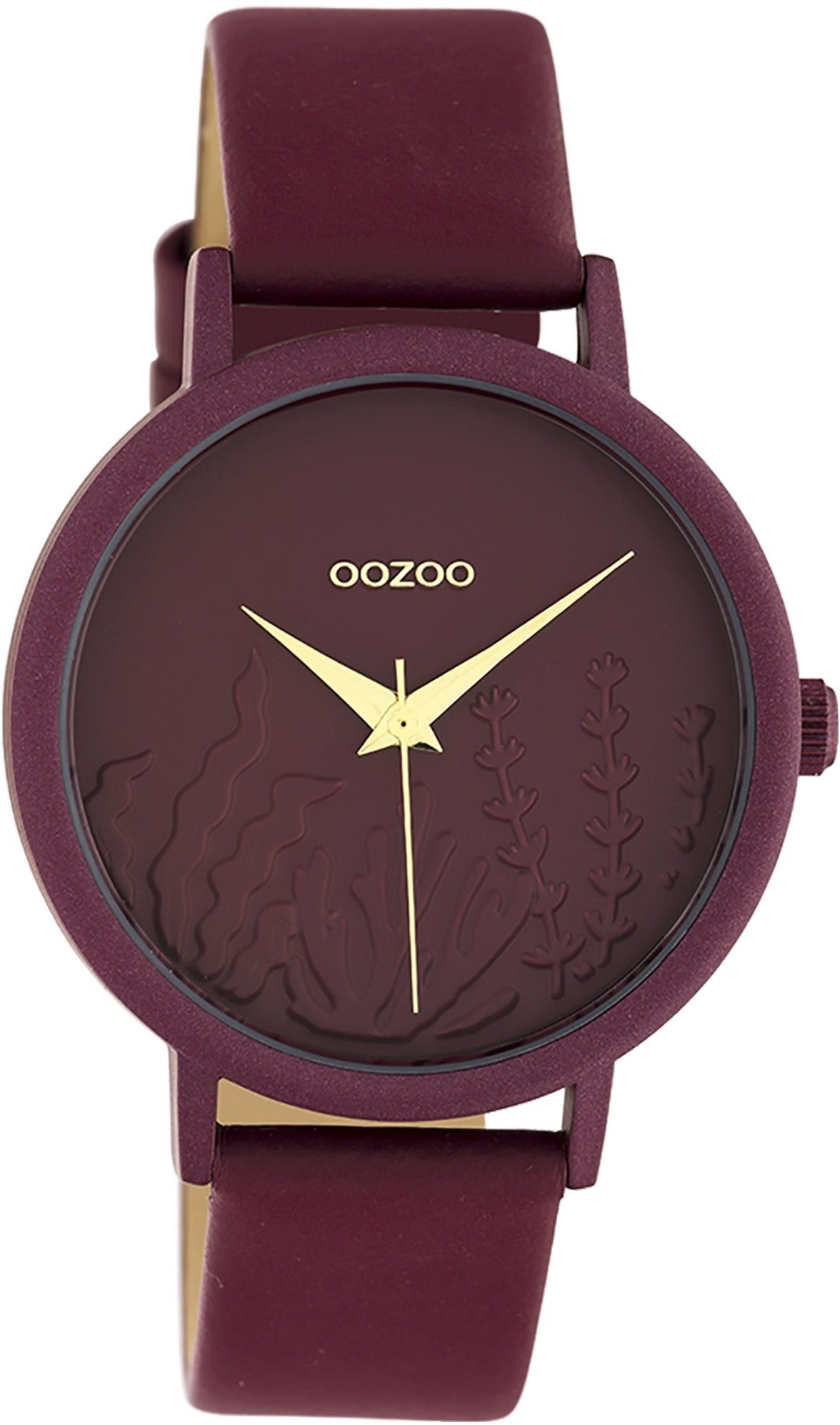Timepieces (ca. mittel Damenuhr Lederarmband, Fashion-Style OOZOO Damen rund, Quarzuhr 35mm) Oozoo Analog, Armbanduhr