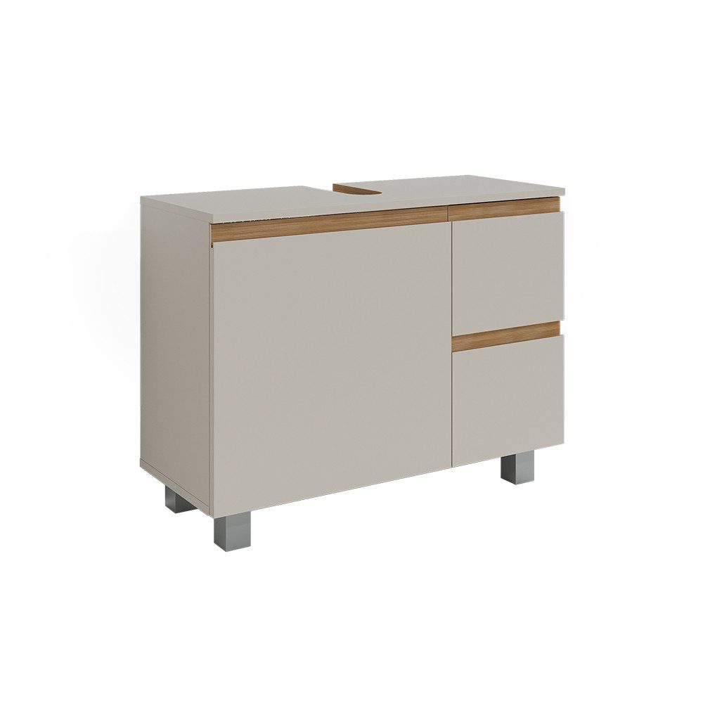 Vicco Waschbeckenunterschrank J-Shape, Cashmere/Artisan, 80 x 60.8 cm mit 2 Schubladen (1-St)
