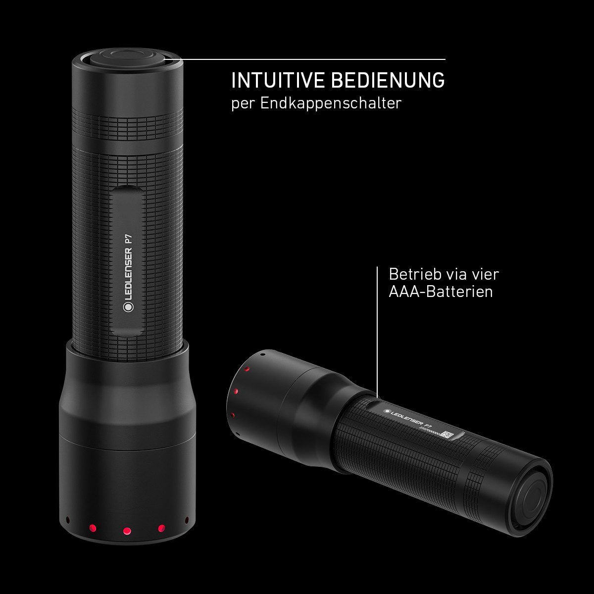 Ledlenser Taschenlampe P7, bis 650 Lumen, 400m Leuchtweite, IP54, 30 Std Laufzeit, Batterie