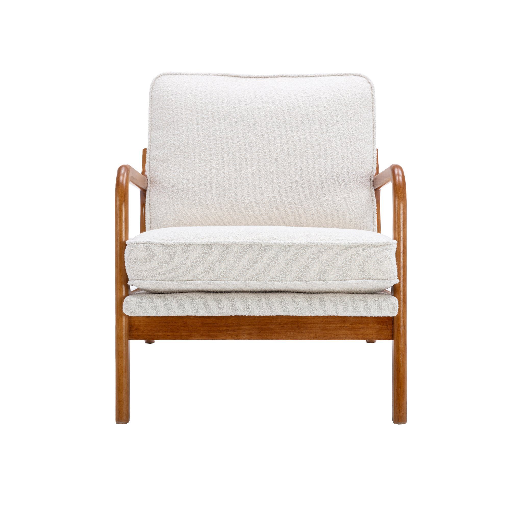 Stuhl Stuhl Armlehnstuhl Wohnzimmer Lounge Celya für Beige Holzrahmensessel, Akzent Moderne