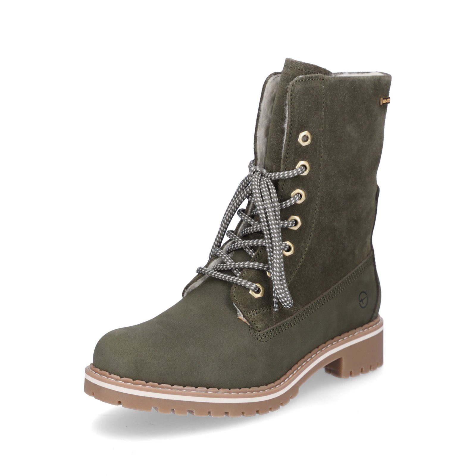 Schnürboot Leder Damen Tamaris olive Schnürboots Tamaris