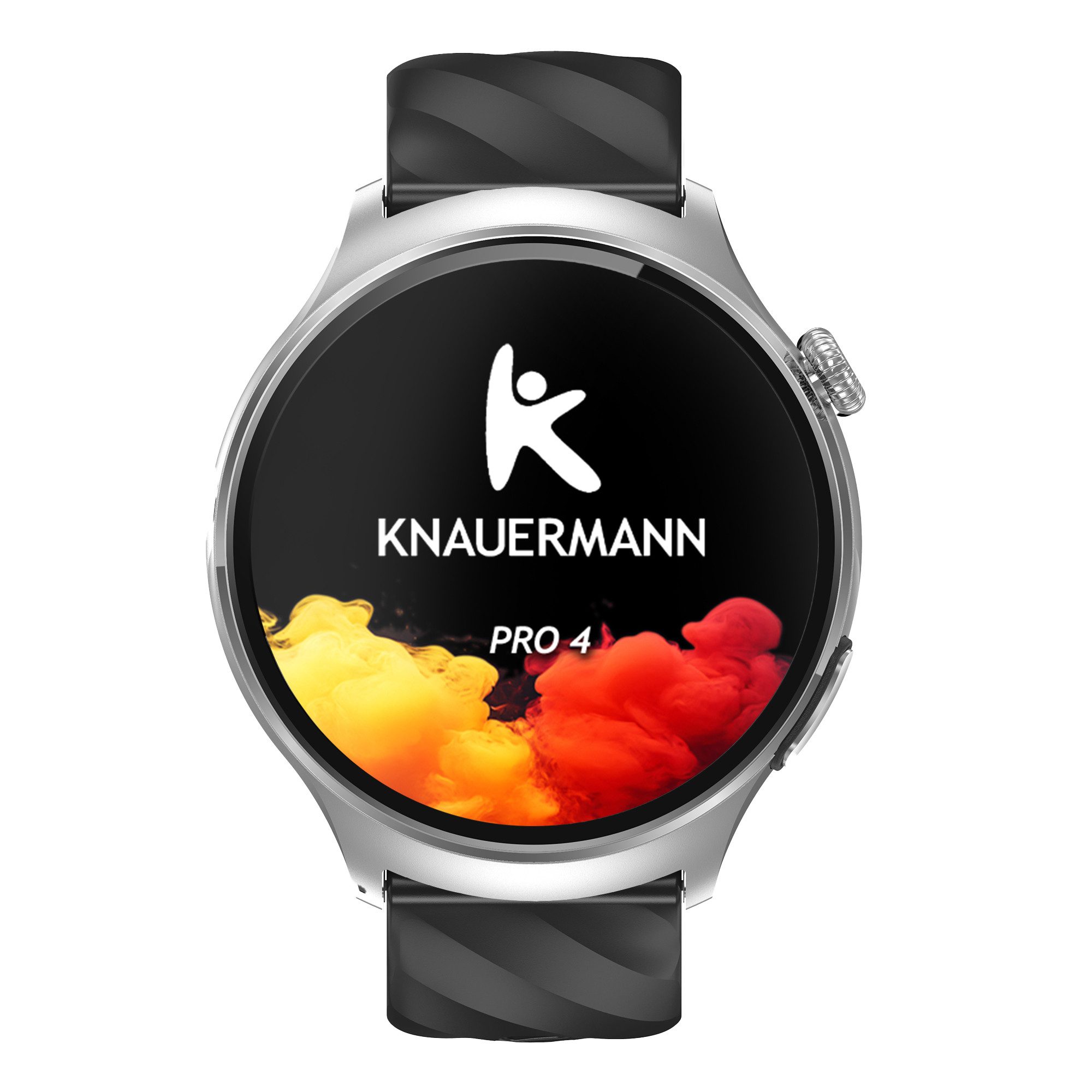 Knauermann PRO 4 (2026) Smartwatch (3,96 cm) Uhr mit Ladegerät, mit magnetischem Ladegerät und Anleitung, 9,9 mm schlankes Gehäuse bei 52 % mehr Akkukapazität