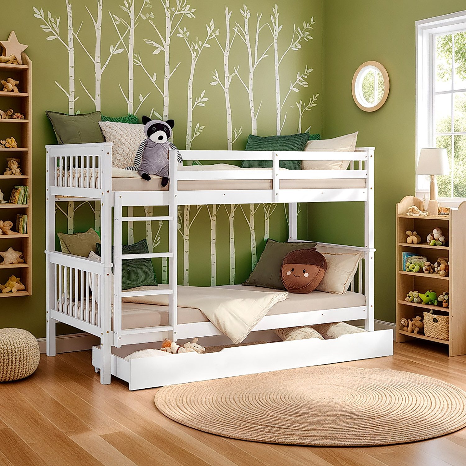 Homestyle4u Etagenbett 90x200 für 2 Kinder Weiß Doppelstockbett Leiter Hoch günstig online kaufen
