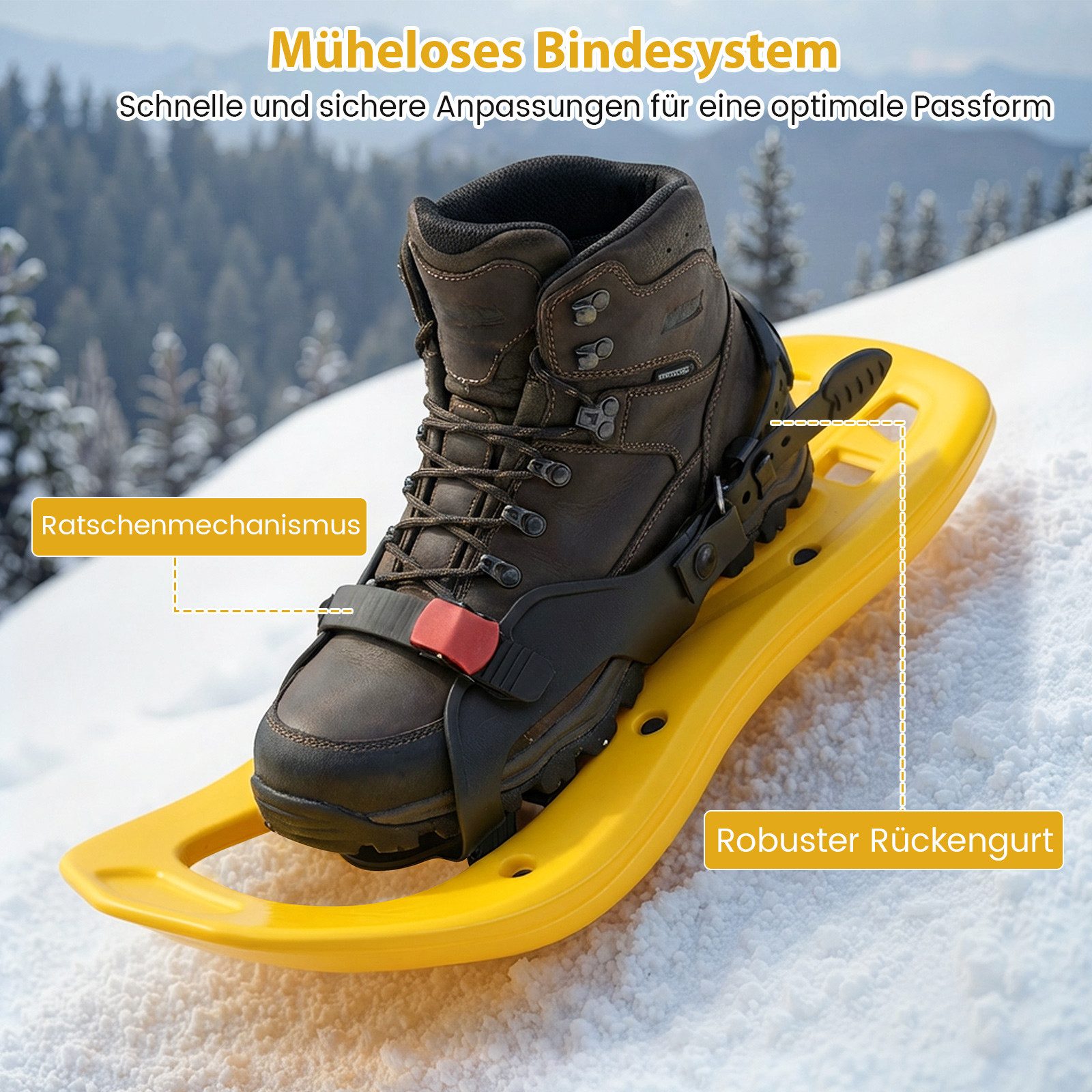 COSTWAY Schneeschuhe, Kinderschneeschuhe mit Teleskop-Wanderstöcken & Tragetasche