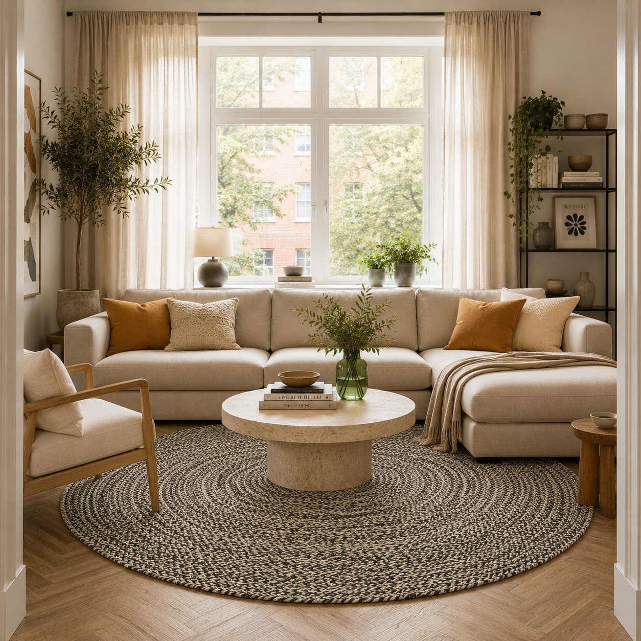 Pergamon Sisalteppich Naturfaser Teppich Handgefertigt Jute Kaya Rund, Rund, Höhe: 8 mm