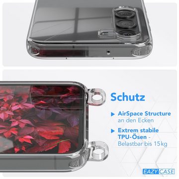 EAZY CASE Handykette Silikon Kette Karabiner für Samsung Galaxy S23 6,1 Zoll, Smartphonekette Cover Silikonhülle Umhängetasche Burgundy Rot Beere