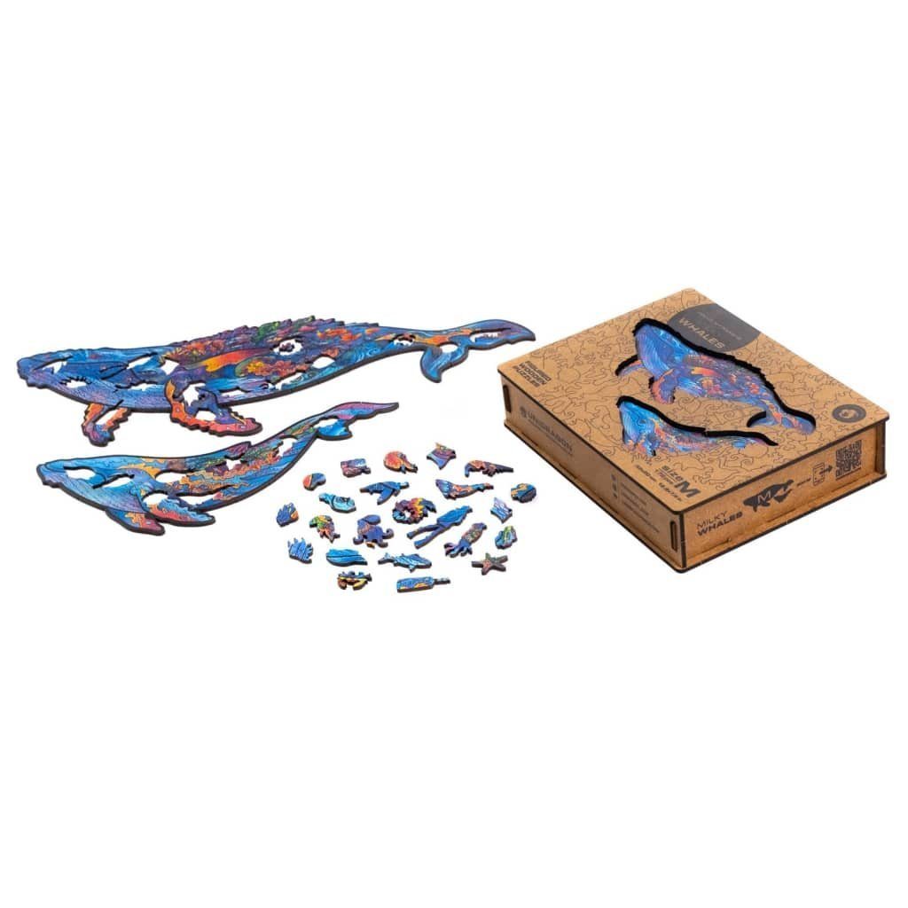 Whales Puzzleteile Unidragon Milky Medium 172-tlg. Puzzle Holzpuzzle 33x20 cm,