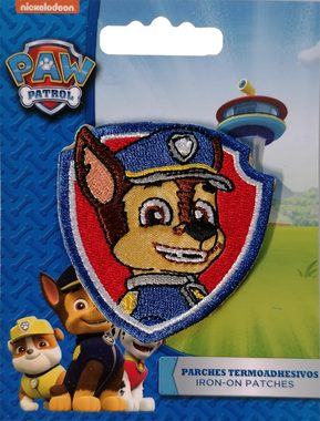 PAW PATROL Aufnäher Bügelbild, Aufbügler, Applikationen, Patches, Flicken, zum aufbügeln, Polyester, CHASE 2 - Größe: 7 x 6 cm