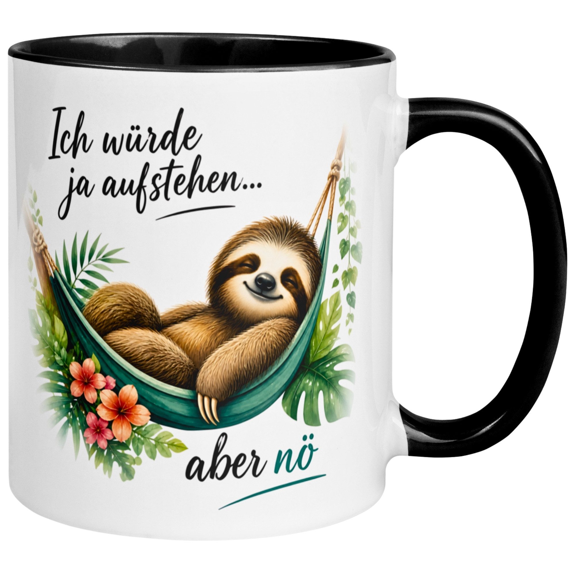 Momentals Tasse Faultier – „Ich würde ja aufstehen“ – lustiges Geschenk Morgenmuffel, Gratis Versand · Links-&Rechtshänder · Spülmaschinenfest