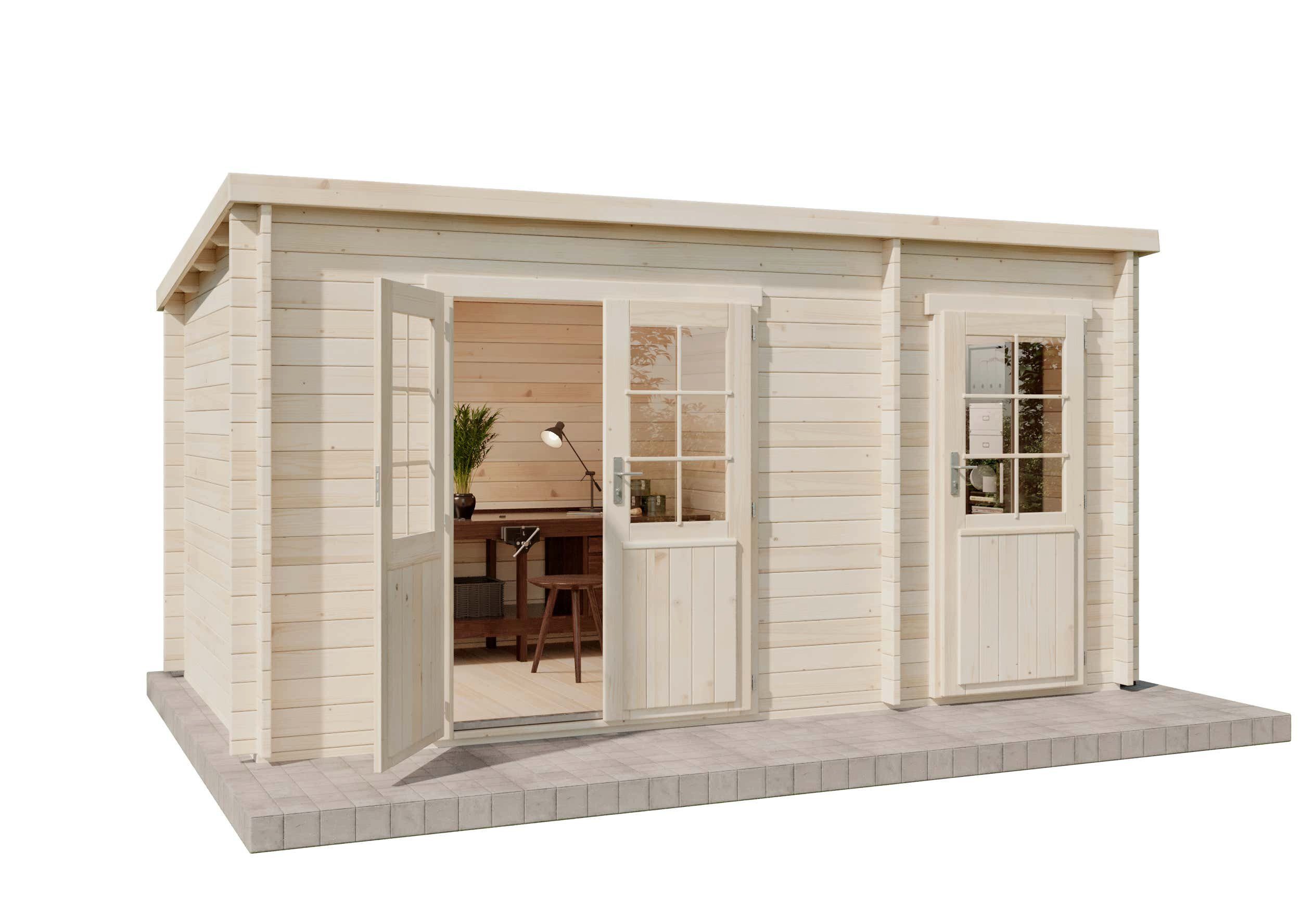 Alpholz Gartenhaus Holz Maria mit Anbau, BxT: 450x272 cm, in Naturbelassen günstig online kaufen