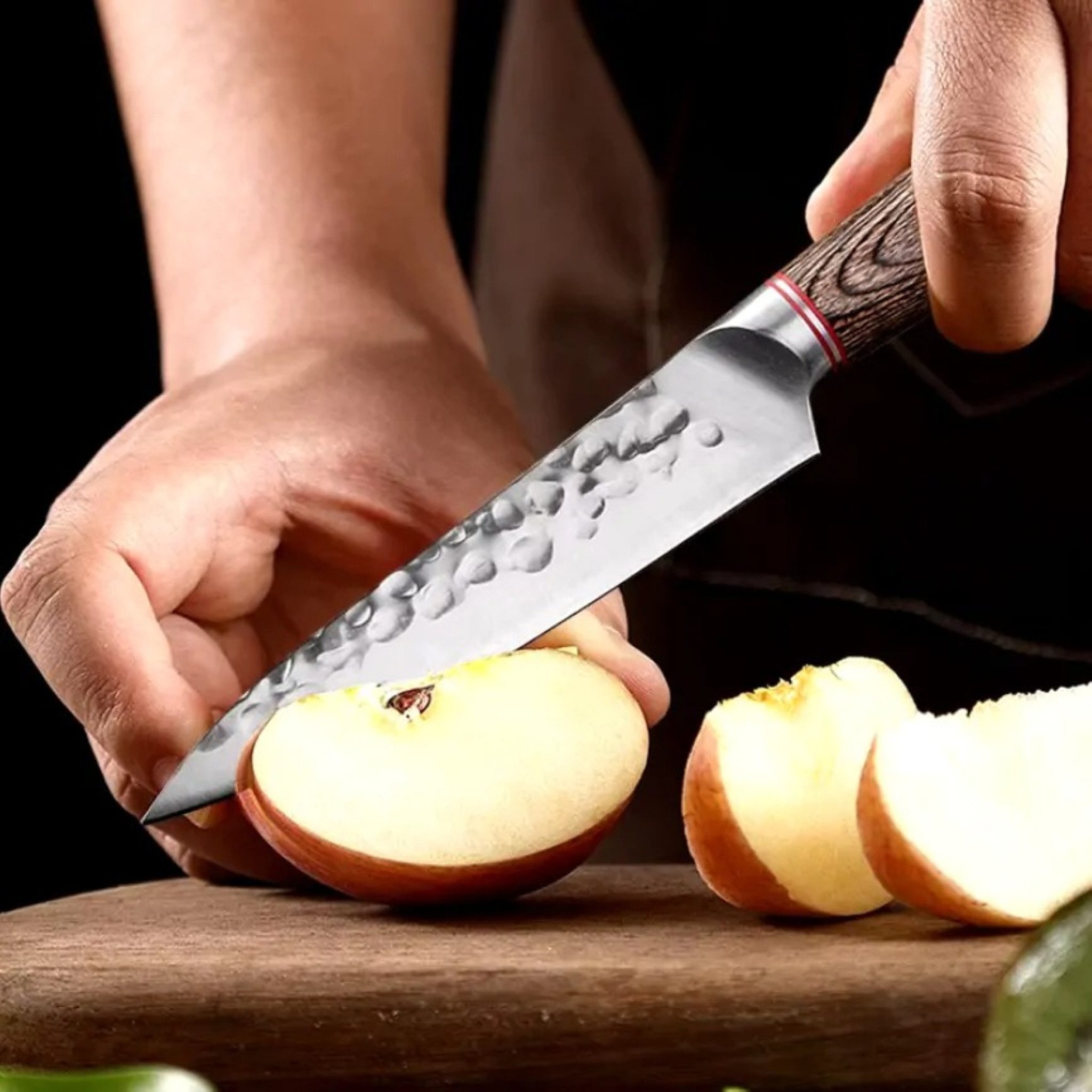 Foxter Taschenmesser Chef’s Kitchen Jagdmesser Universal Sharp mit Abdeckung 24cm, (Outdoor-Jagdmesser mit praktischer Schutzabdeckung, Jagdmesser mit Edelstahlklinge und Holzgriff inkl. Schutzhülle), Robustes und langlebiges Jagdmesser mit rutschfestem Holzgriff