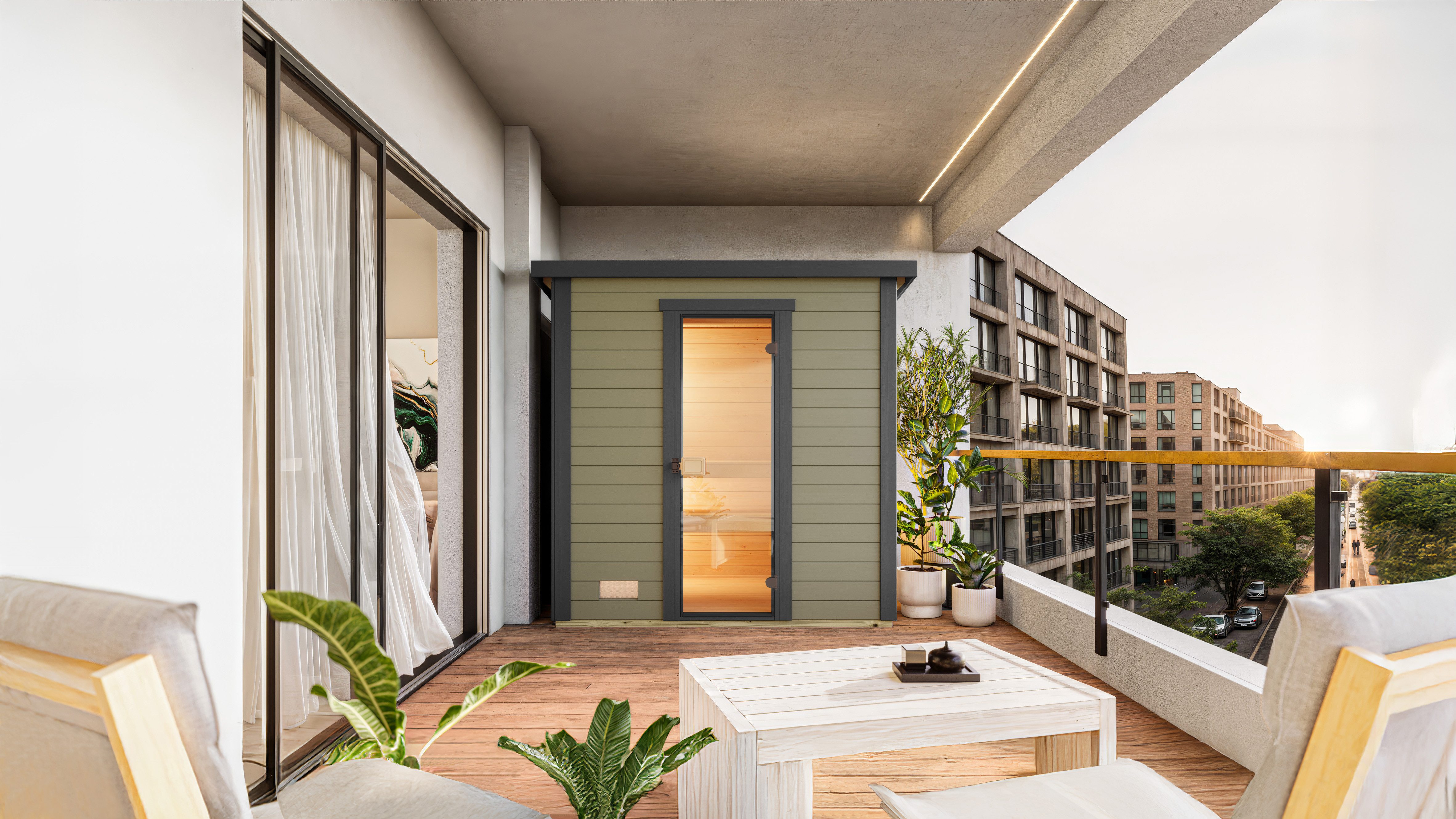 weka Saunahaus Kaapi 2, BxTxH: 223 x 172 x 214 cm, 40 mm, Blockbohlen aus Fichtenholz