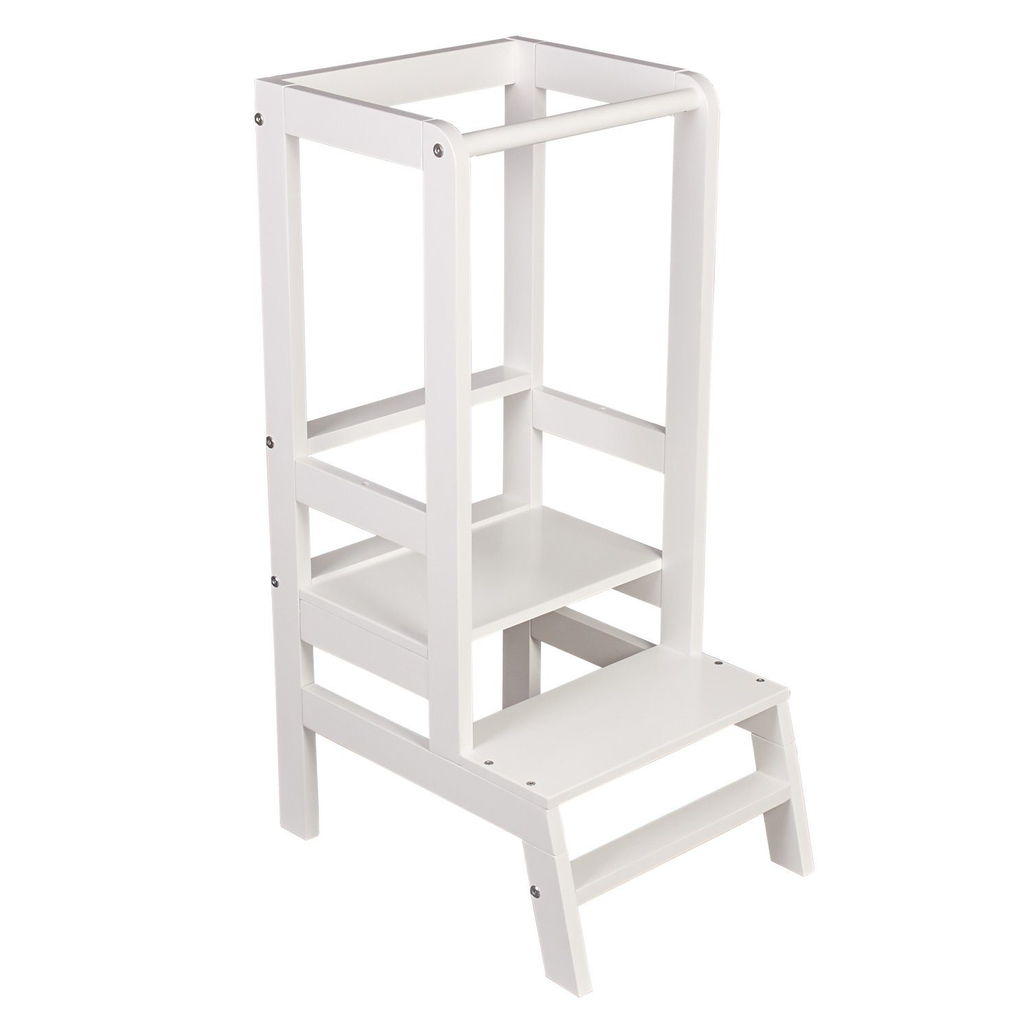 [Sonderpreis für begrenzte Zeit] Polini Home Kinderstuhl Po Massivholz Lernturm Lernstuhl lackiert mitwachsend Lerntower Weiß