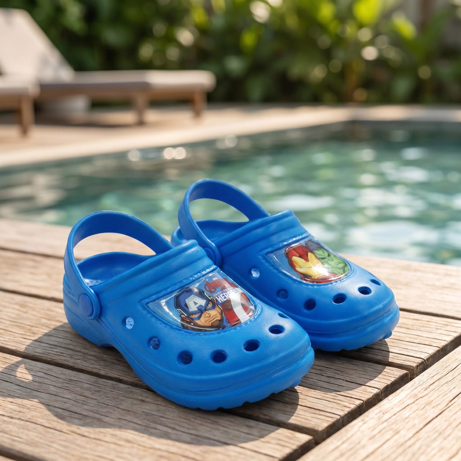 MARVEL Marvel Avengers Kinder Jungen Clogs Badeschuhe Gr. 22-33 Blau Clog