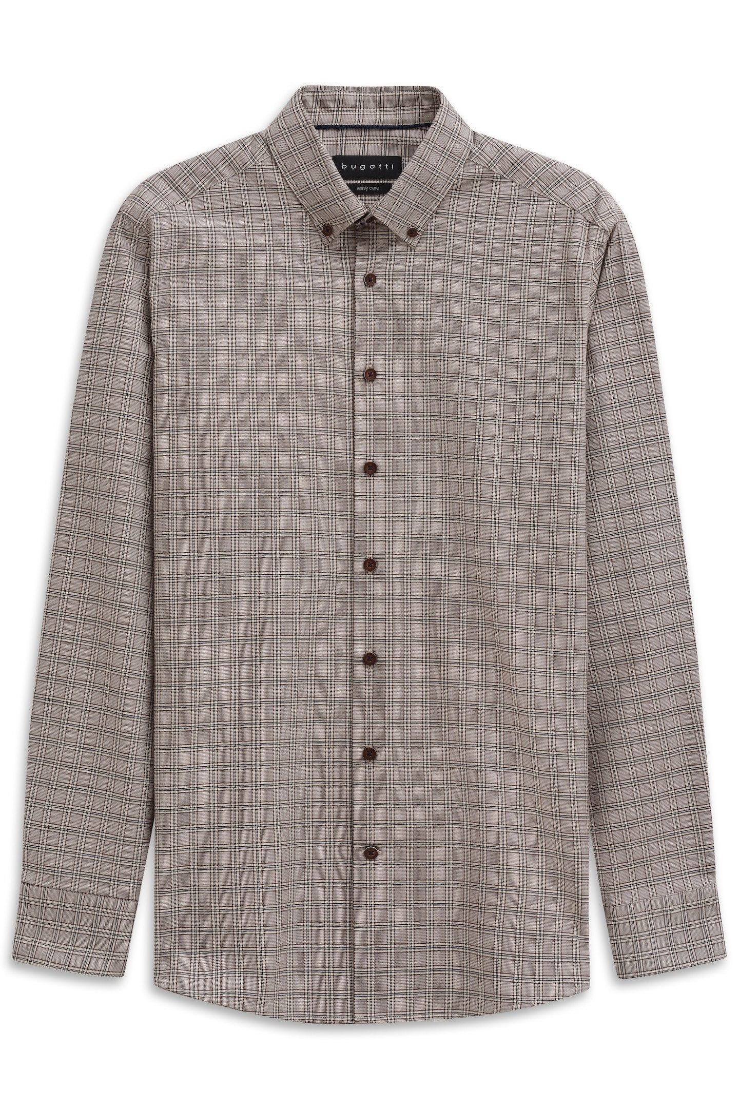 bugatti Langarmhemd Easy Care kariert mit Button-Down-Kragen
