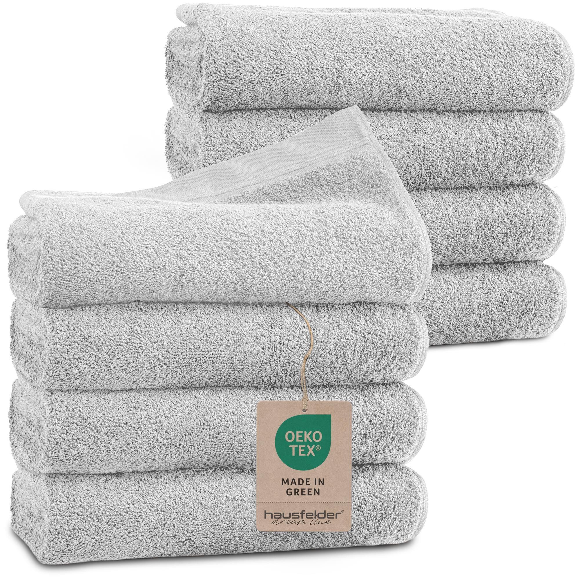 Hausfelder Handtücher Handtuch 8er Set aus 100% Baumwolle, Hellgrau, 8 Handtücher 50x100cm, Baumwollfrottee (8-St), hautfreundlich, saugstark,100% Baumwolle