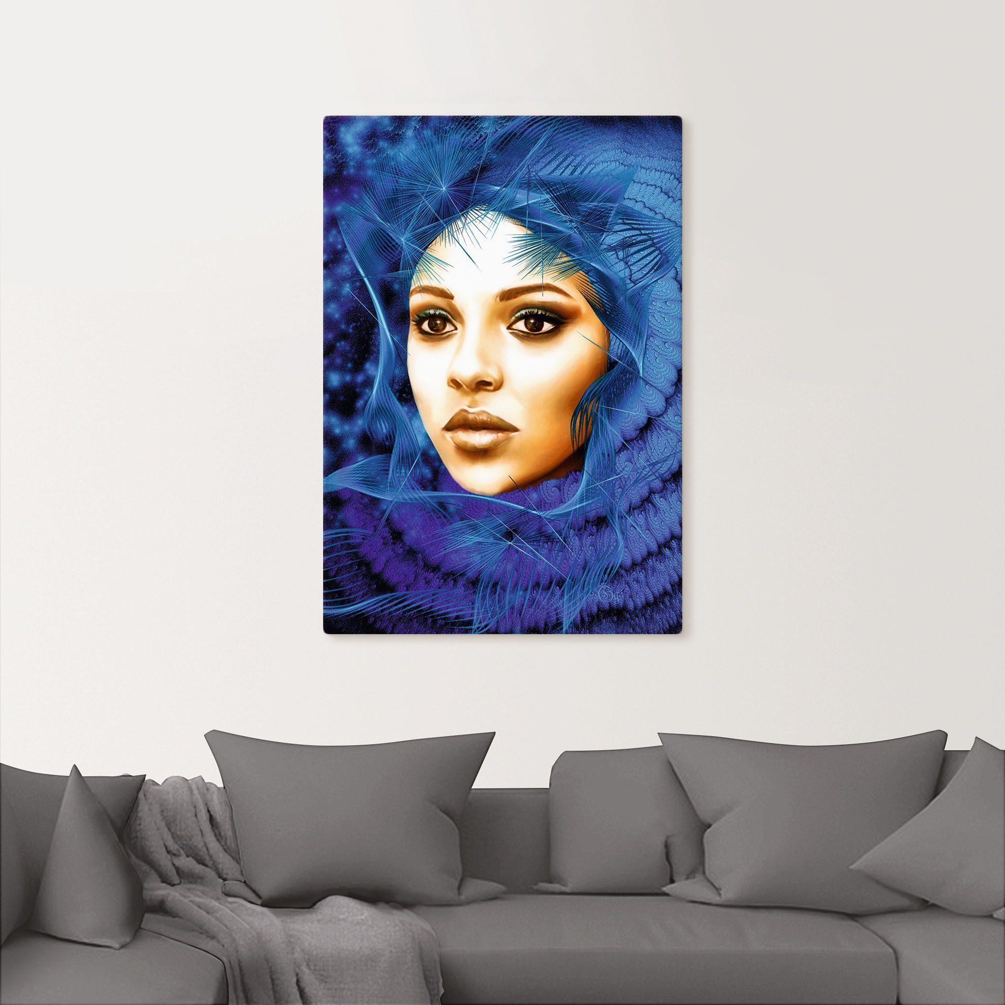 (1 blaue von Bilder Kapuze, St), Frauen Wandbild Poster oder Wandaufkleber als versch. Die Größen in Alubild, Artland Leinwandbild,