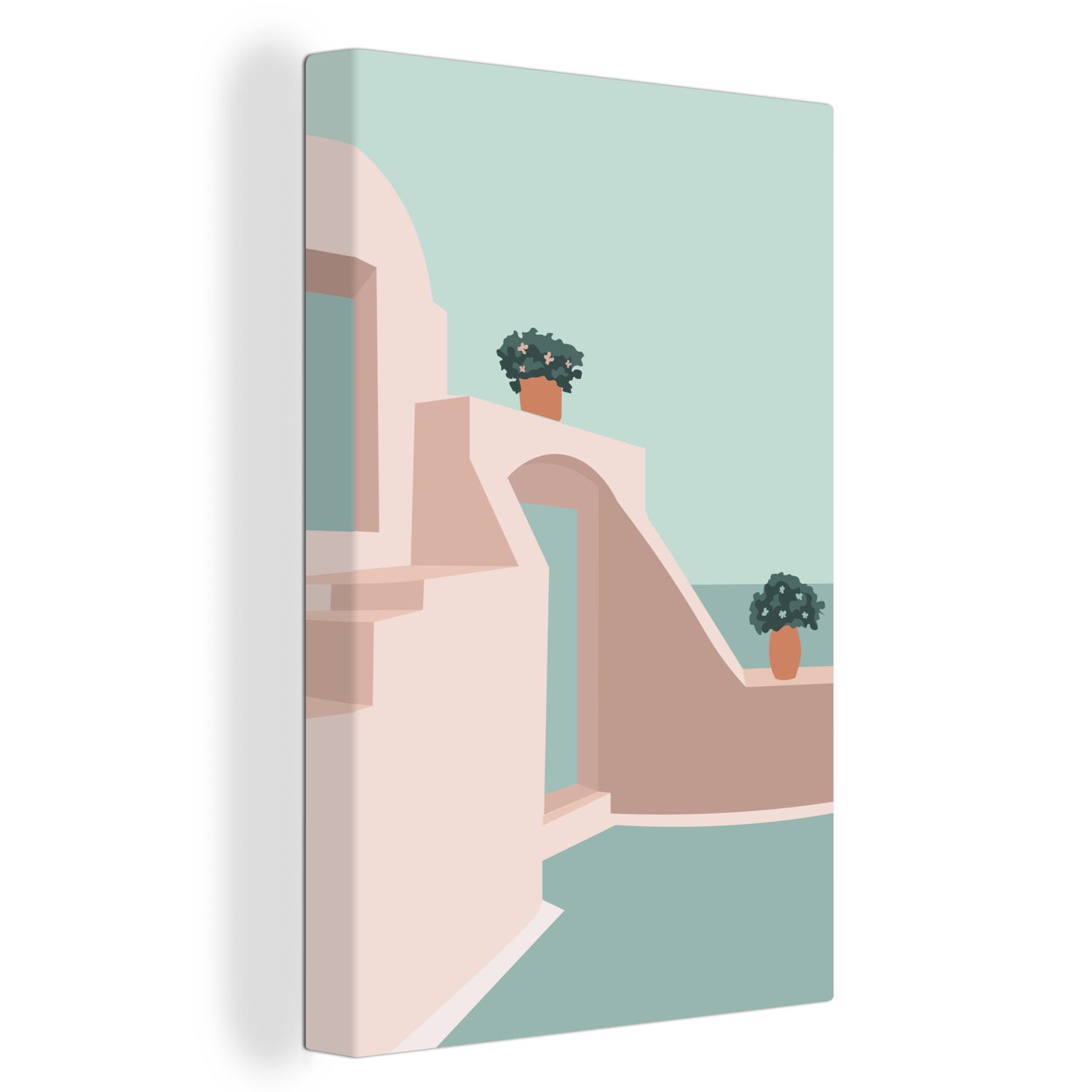 OneMillionCanvasses® Leinwandbild Haus - Sommer - Pastell, (1 St), Leinwandbild fertig bespannt inkl. Zackenaufhänger, Gemälde, 20x30 cm