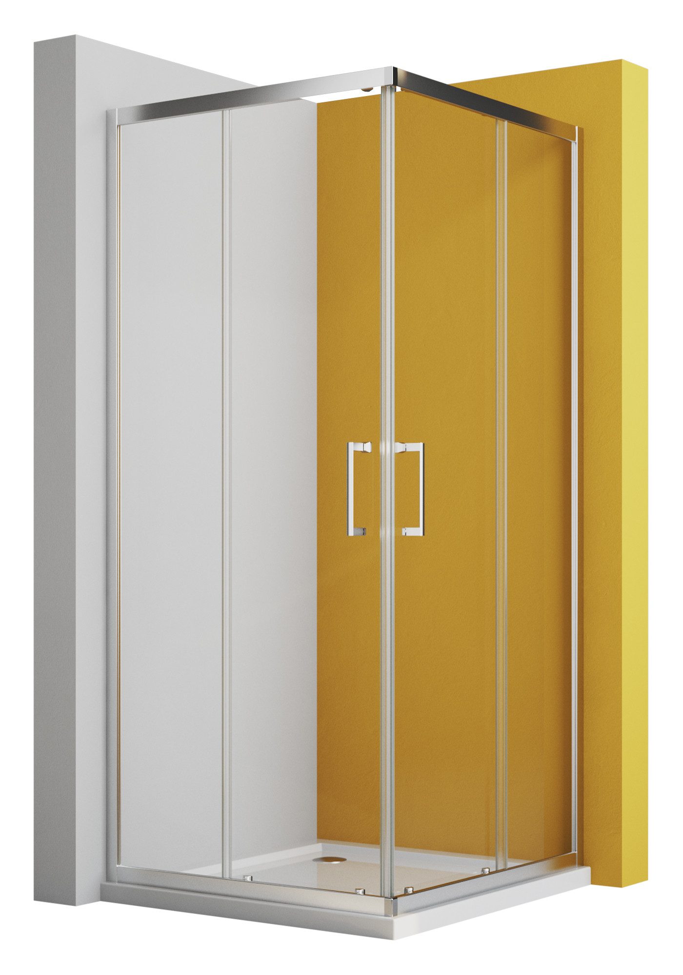 Boromal Eckdusche Eckeinstieg Duschkabine Duschabtrennung Doppel Schiebetüren Dusche, BxT: 75x80 cm, Sicherheitsglas, Dusche Duschwand 5mm ESG Glas