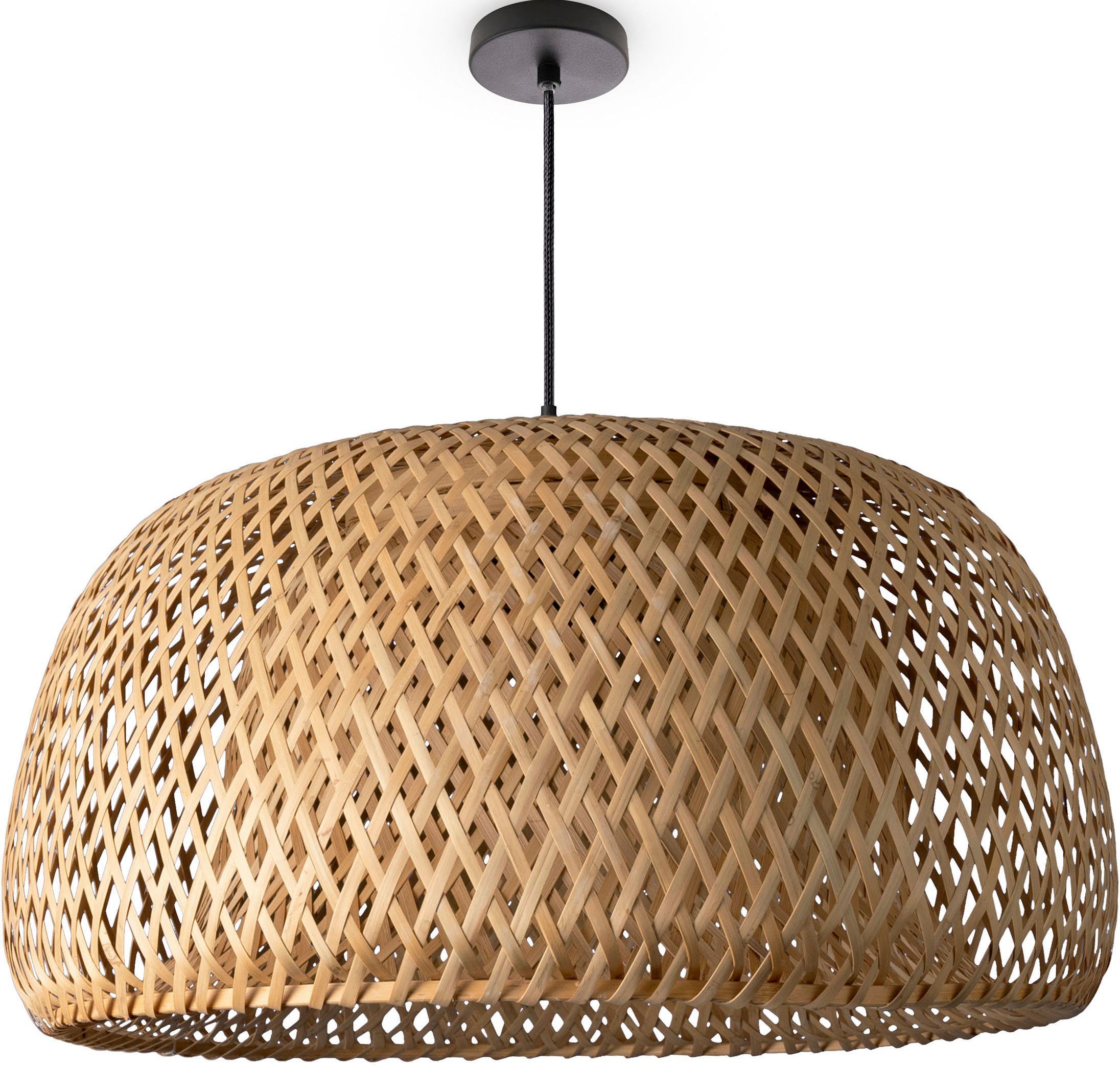 Optik Bambus Boho ohne E27 Natur Rattan Leuchtmittel, Pendelleuchte PESA, Home Rund Korblampen Paco Hängeleuchte