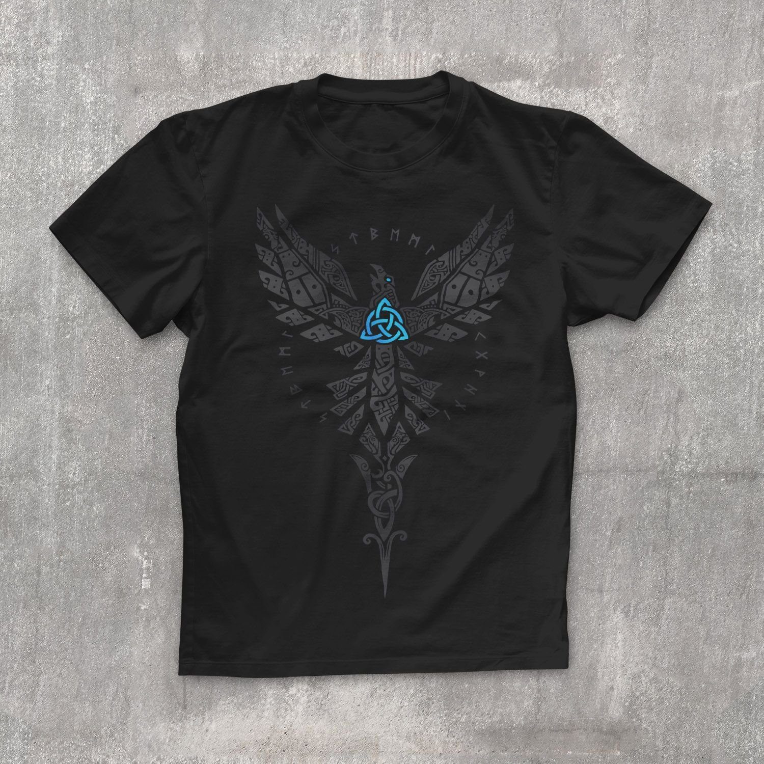 Neverless Print-Shirt Herren T-Shirt Rabe Munin Raven Odin Valhalla Wikinger Nordmänner mit Print