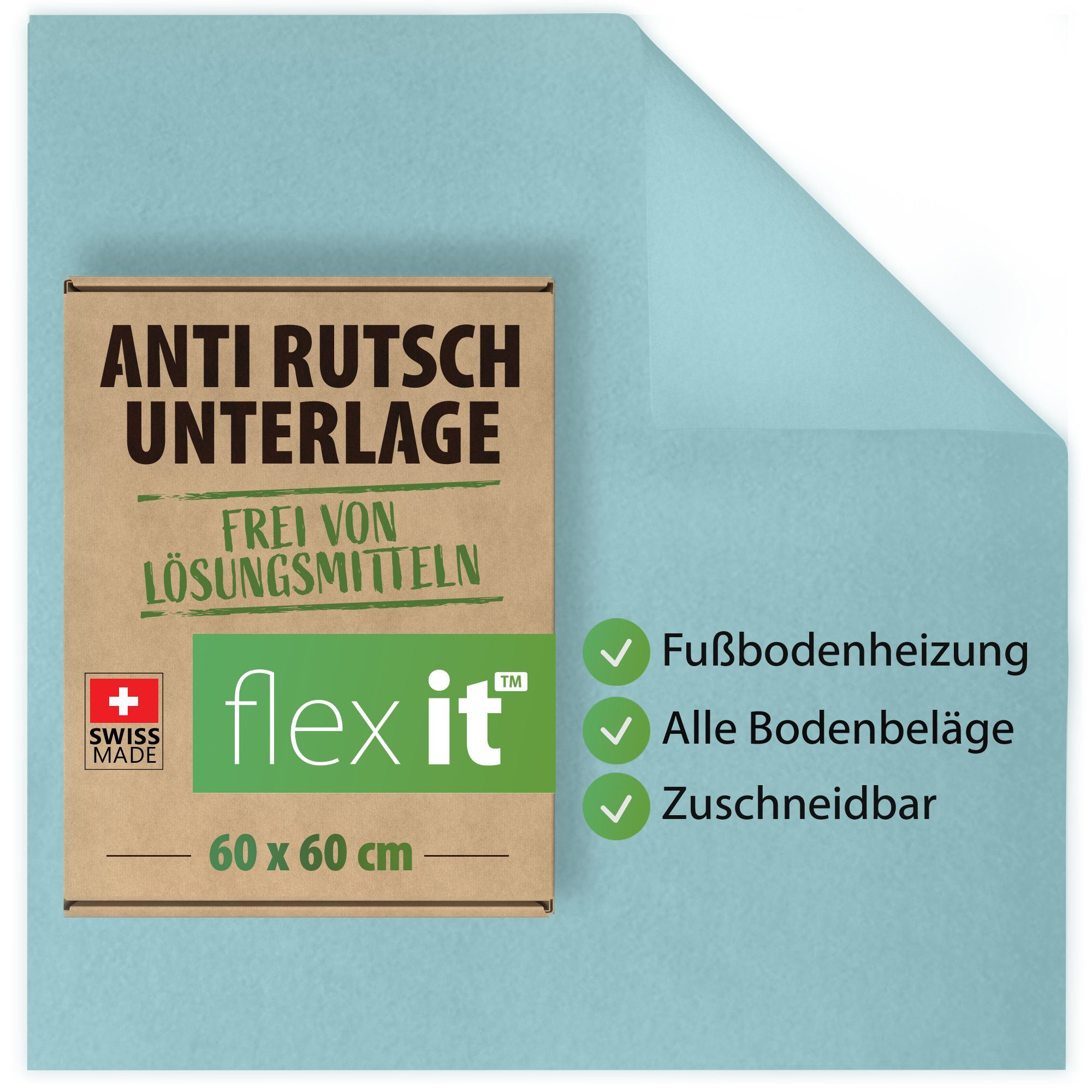 Antirutsch Teppichunterlage flex (1-St), Teppich, und it® Antirutschmatte für flex Premium keine Plus Verkleben - Kein Rückstände it