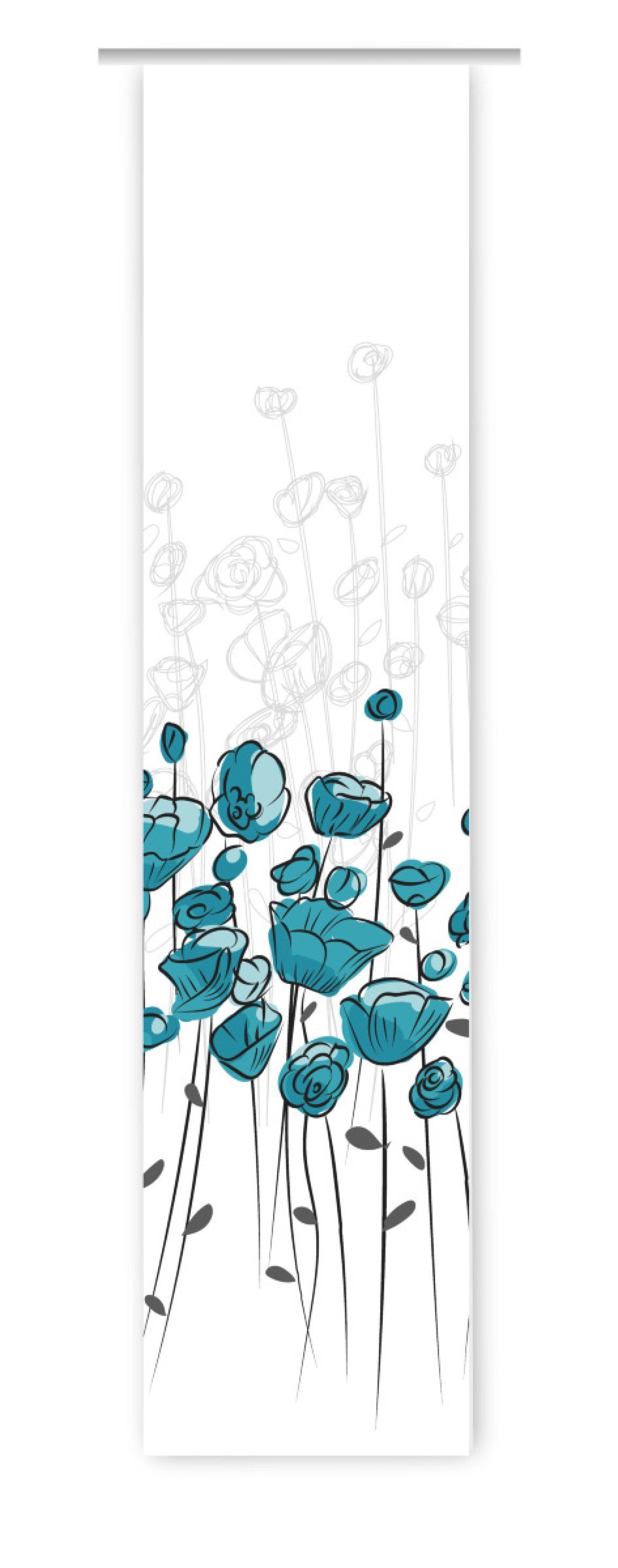 gardinen-for-life Schiebegardine Summer türkis – Flächenvorhang HxB 260x60 cm - B-line
