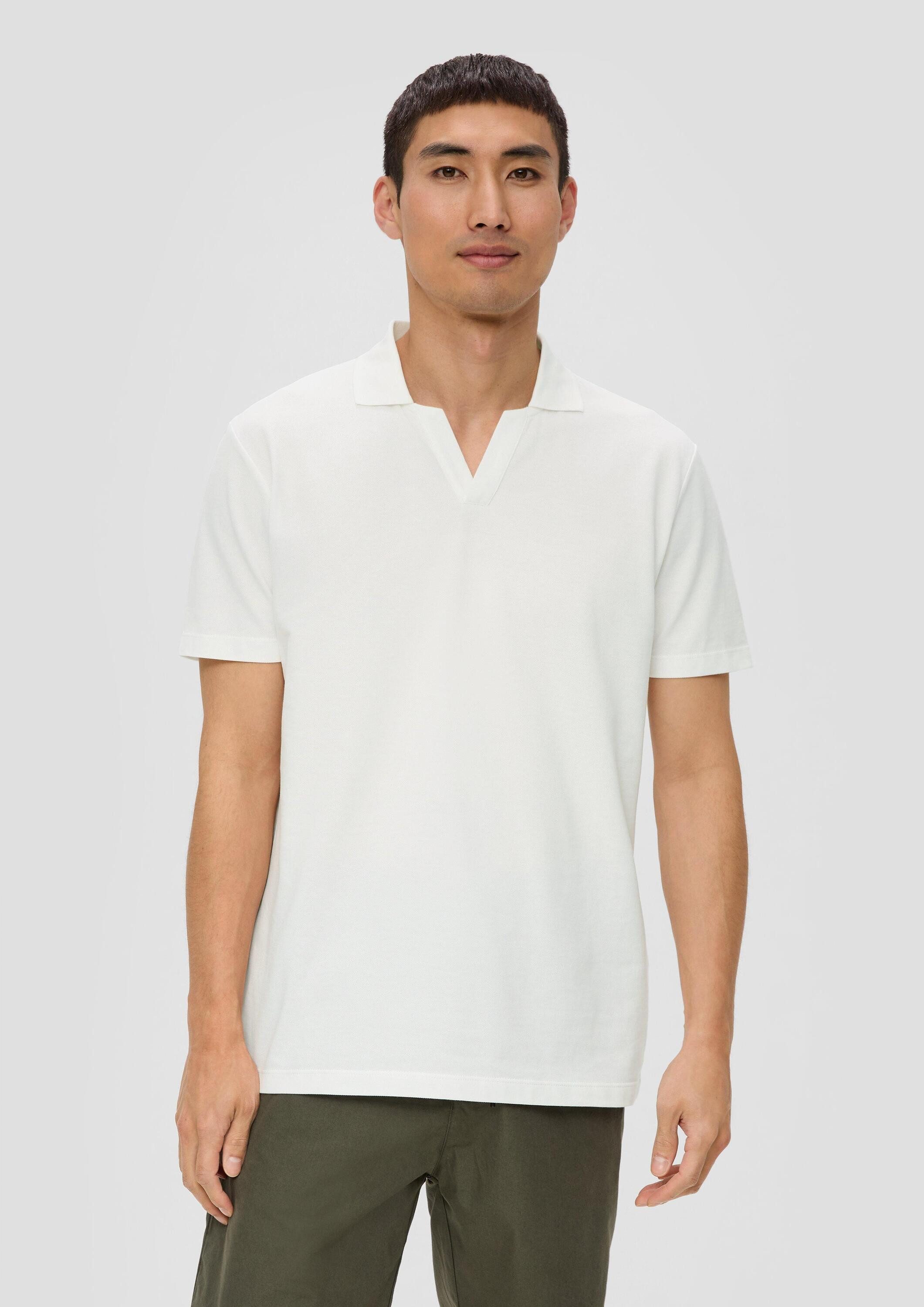 s.Oliver Kurzarmshirt Polo-Shirt Poloshirt aus Baumwolle mit offenem Kragen