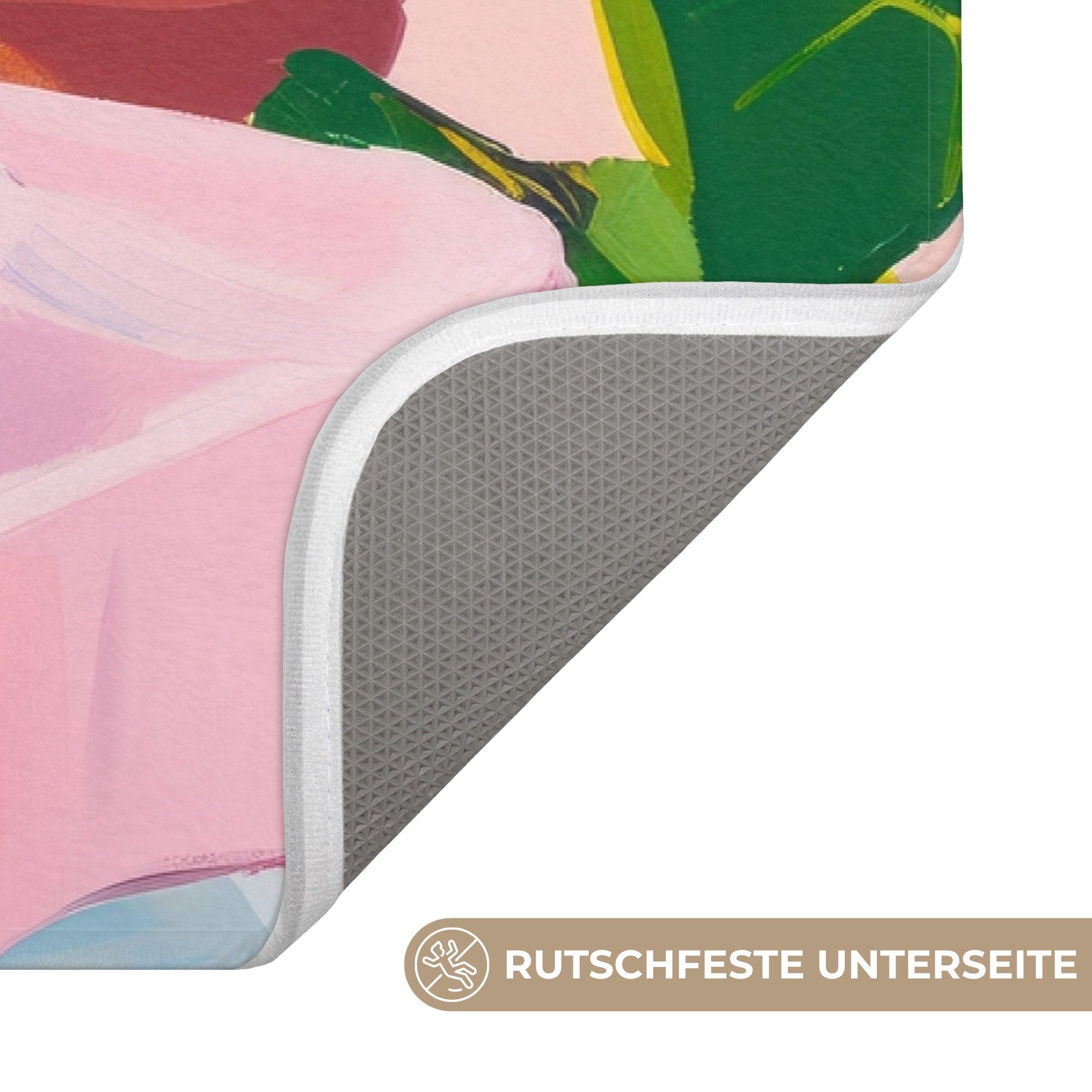 OnlyWow Badematte Tisch - Wein - Obst, Höhe 10 mm, Polyester, Rechteckig, Badezimmerteppich, Badteppich, Rutschfest, Duschvorleger, Duschmatte