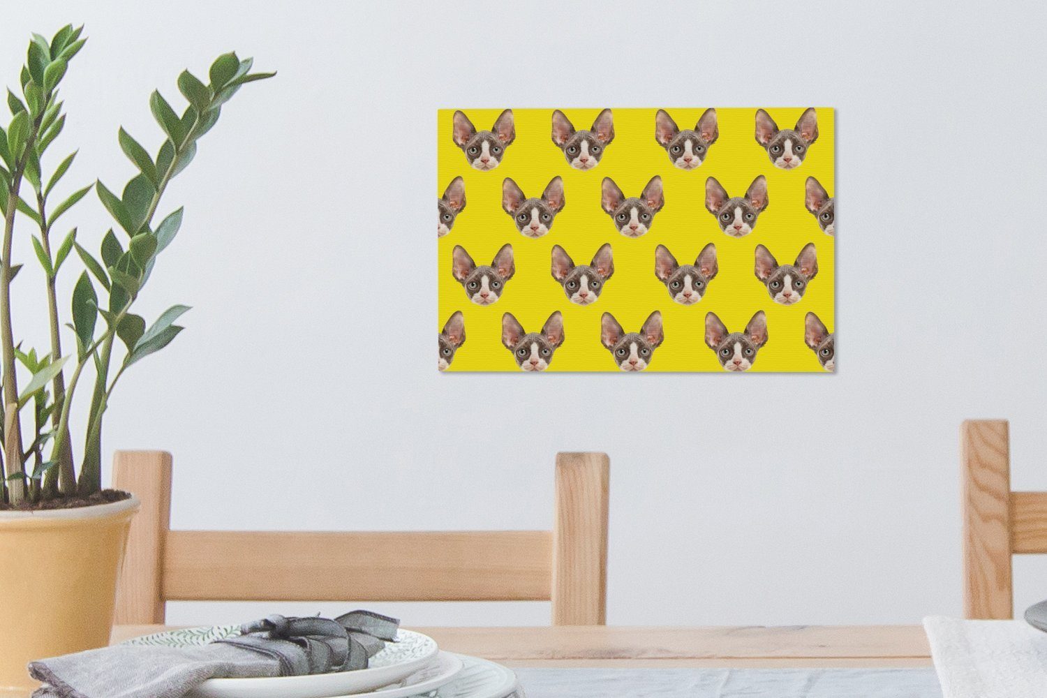OneMillionCanvasses® Leinwandbild Haustiere - cm Aufhängefertig, - (1 Gelb, 30x20 St), Muster Wanddeko, Leinwandbilder, Wandbild