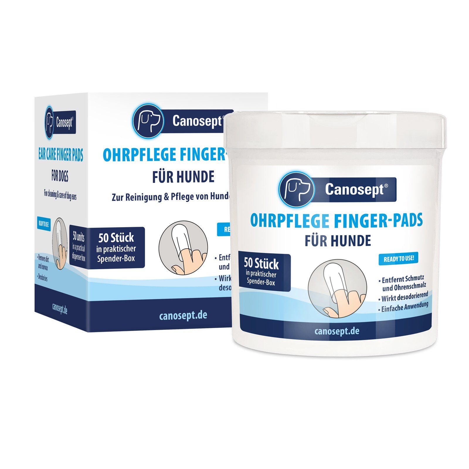 Fellpflege Canosept Ohrpflege Finger-Pads für Hunde 50 Stück