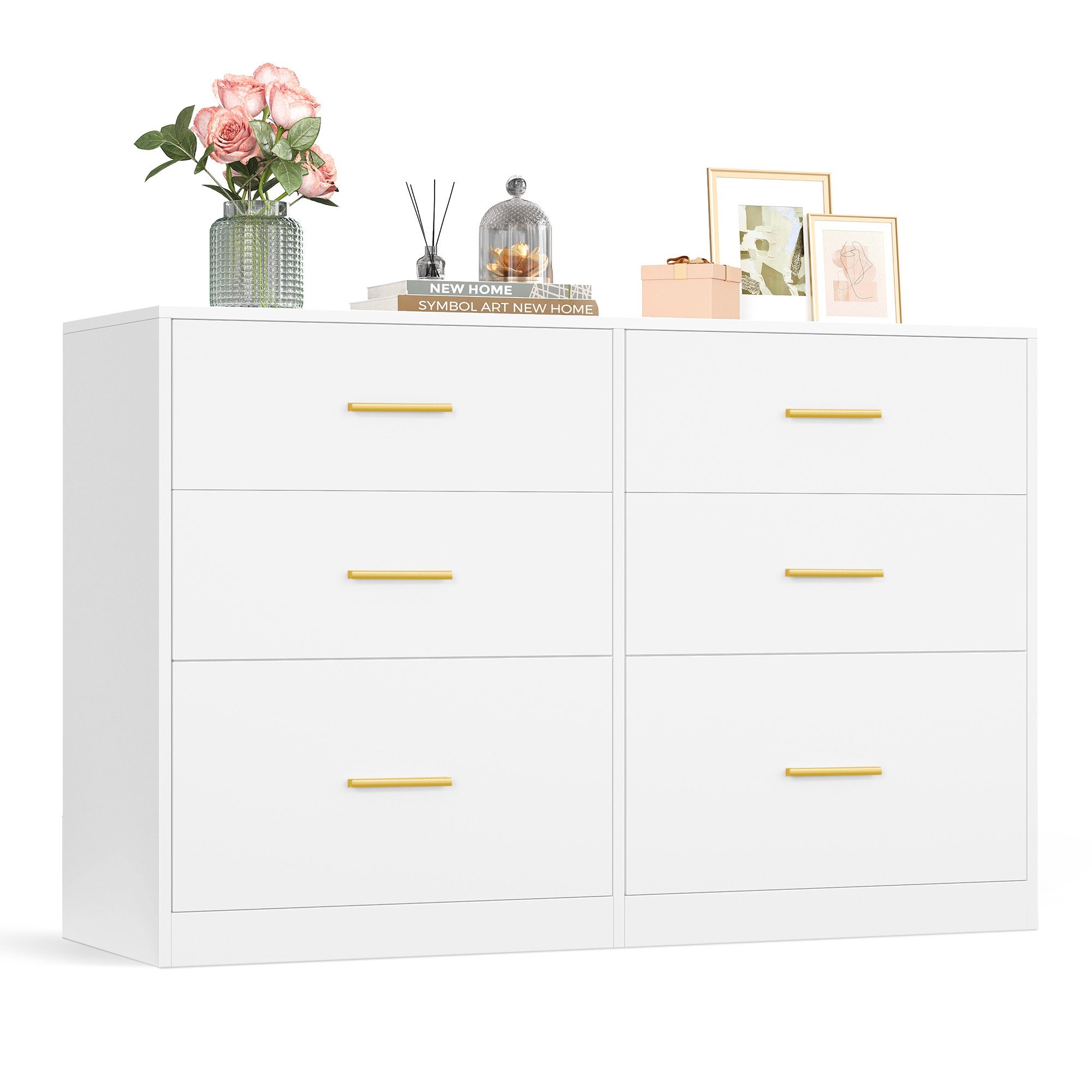 VASAGLE Kommode, Kommodenschrank, modern, Sideboard, Aufbewahrungsschrank, 6 Schubladen