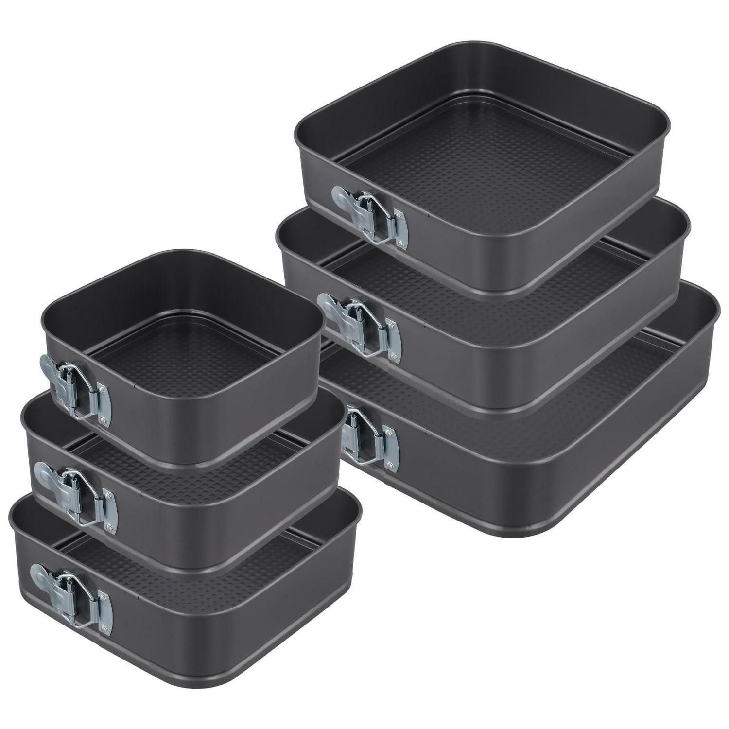 LuxusKollektion Springform 6tlg Backform Set Grau Karbonstahl mit Auslaufschutz, (6-tlg)