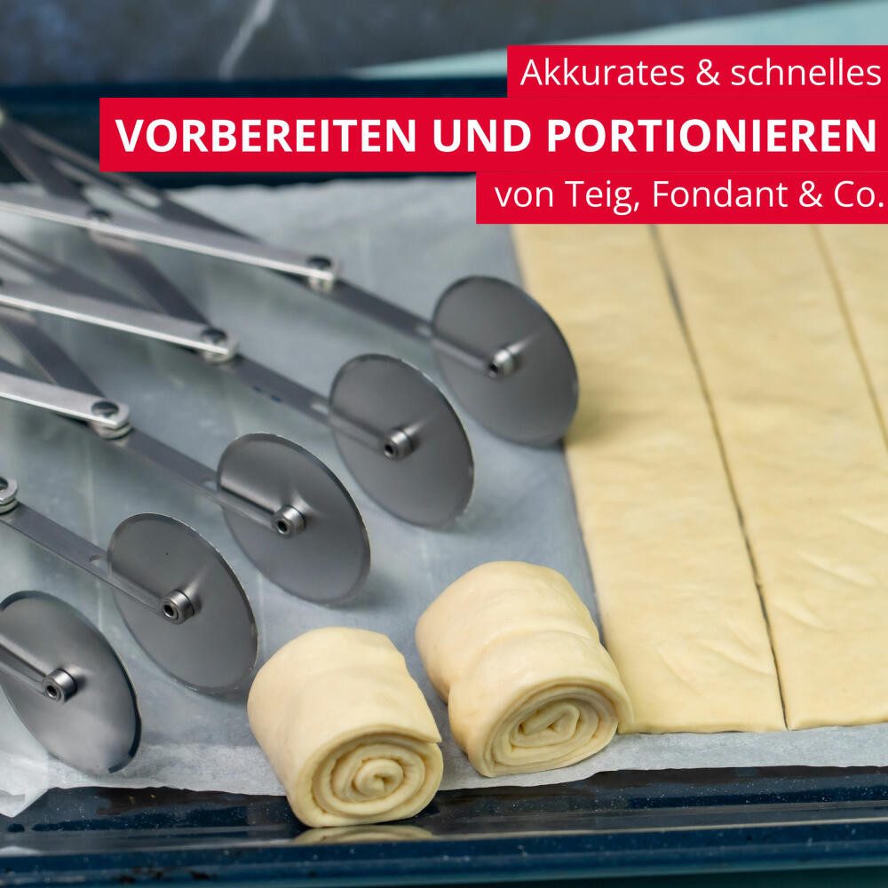 WESTMARK Teigschneider 5 Rädchen, Vorbereiten und Portionieren von Teig, Fondant und mehr, rostfrei, spülmaschinengeeignet, langlebig