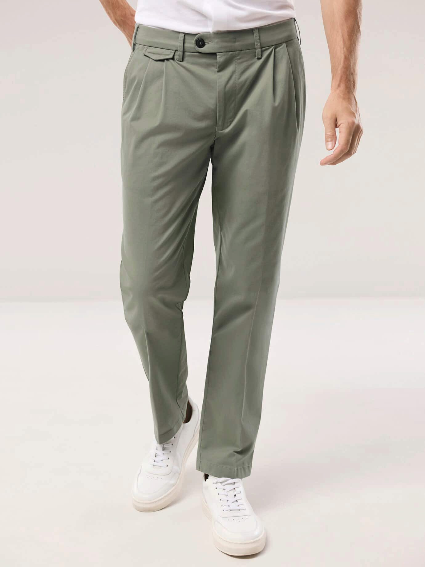 Walbusch Chinohose Herren Feintwill Bundfalten Chino Regular Fit pflegeleicht, Business, pflegeleicht, Kurzgröße