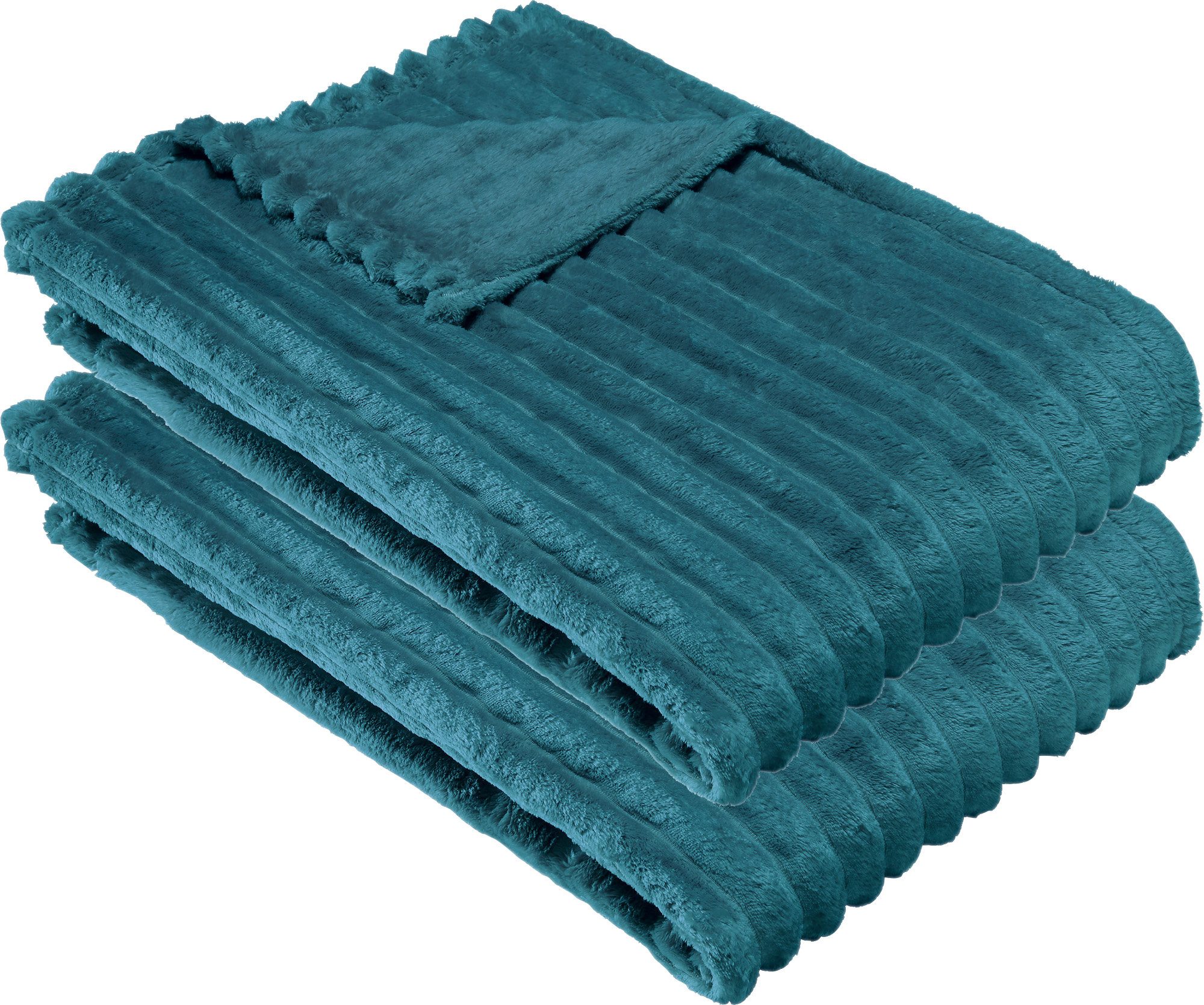 Wohndecke Wohndecke "Aosta" 2er-Pack, Erwin Müller, Fleece in Cordoptik Uni/Hoch- Tiefstruktur